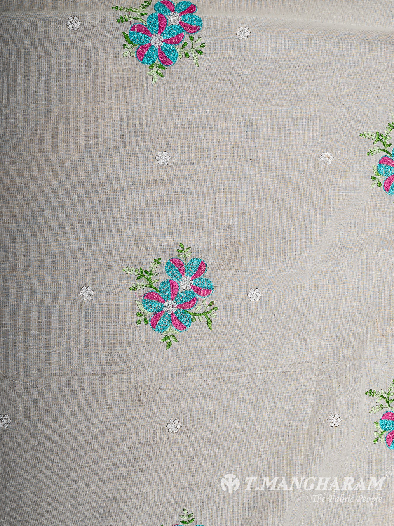 Cream Cotton Embroidery Fabric - EC12590