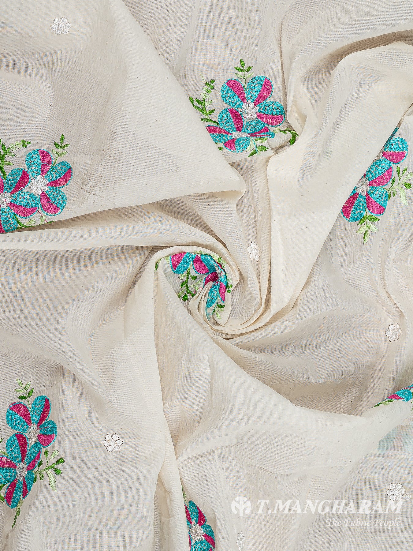 Cream Cotton Embroidery Fabric - EC12590