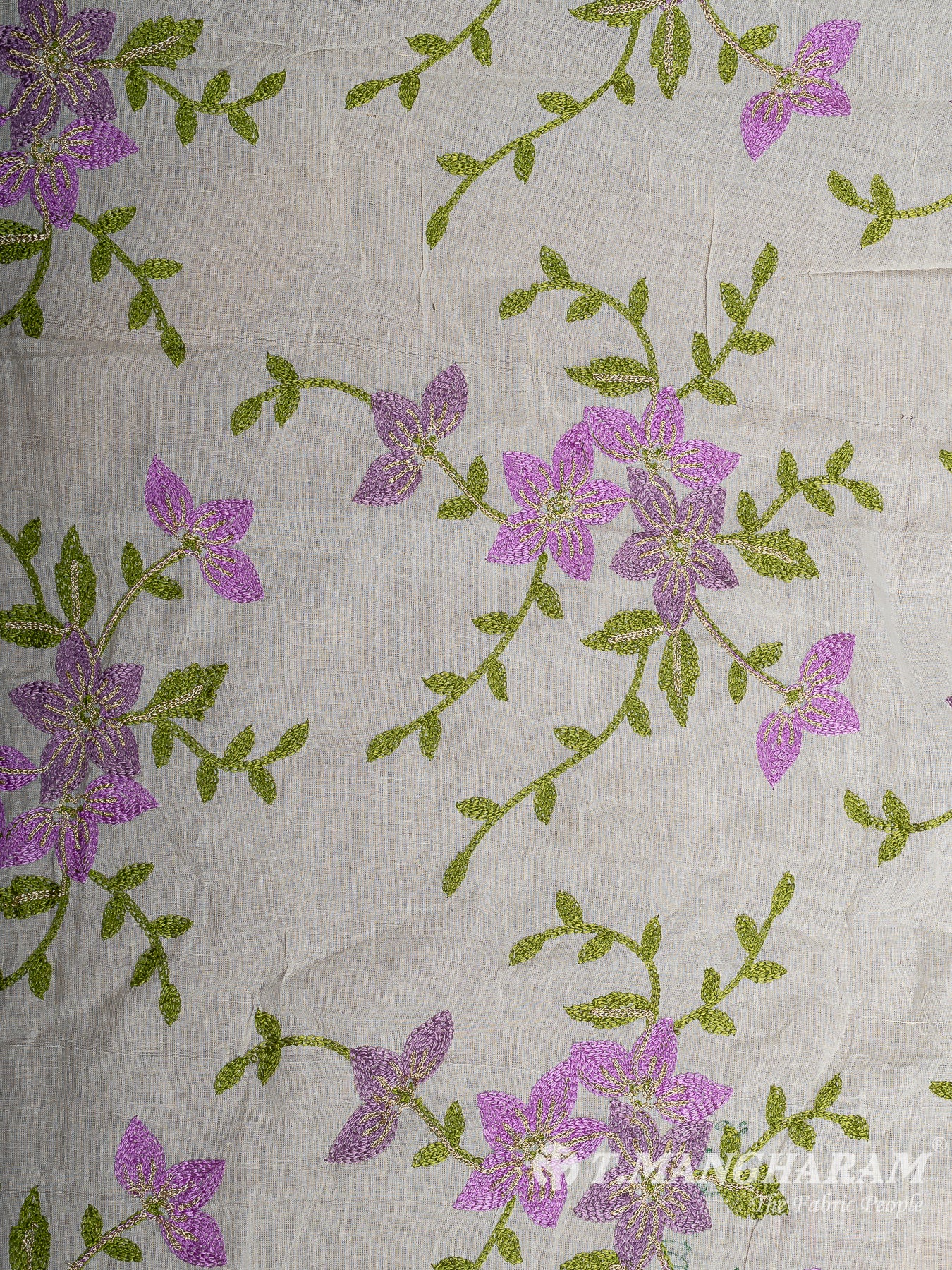 Cream Cotton Embroidery Fabric - EC12569