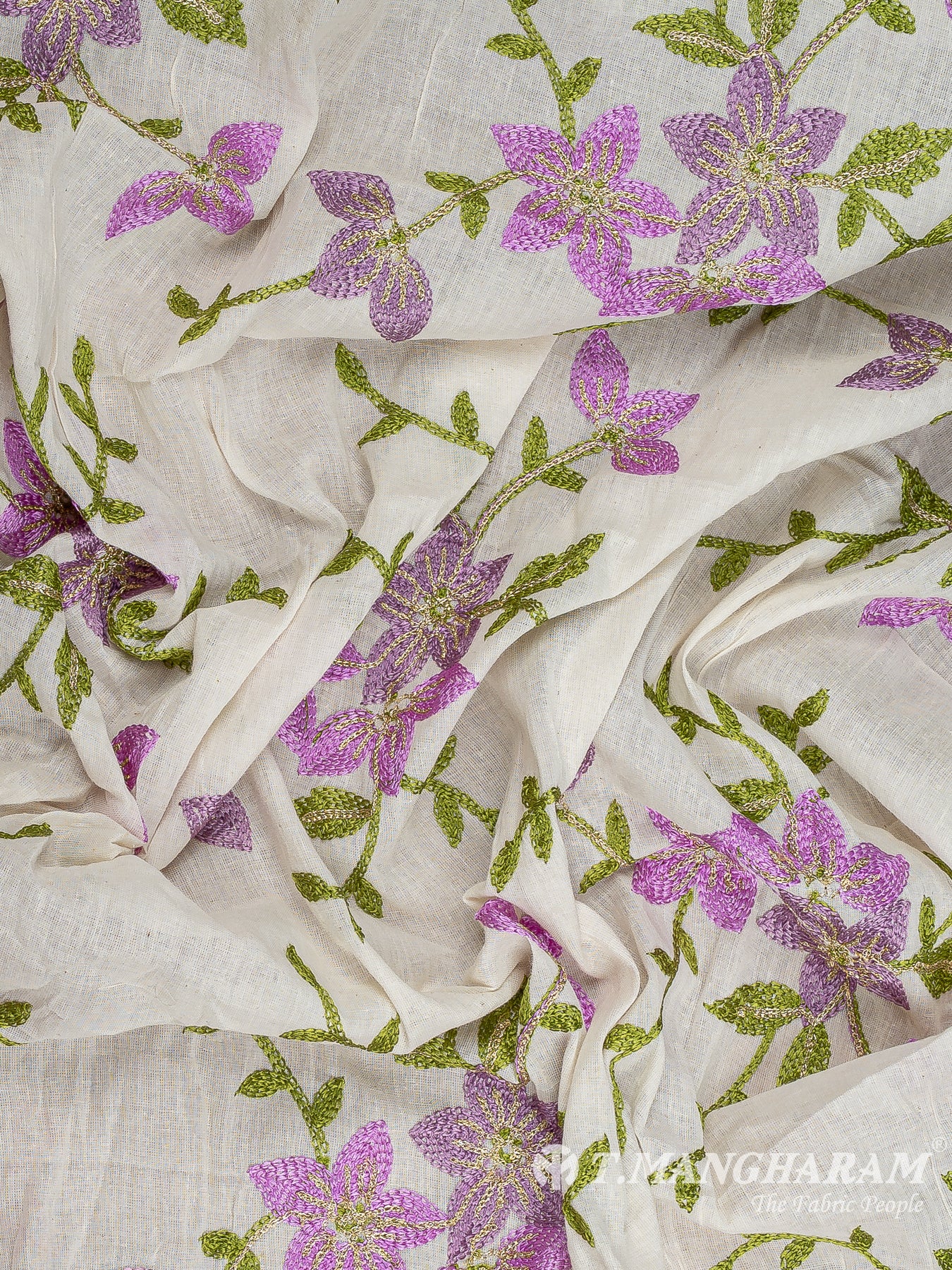 Cream Cotton Embroidery Fabric - EC12569