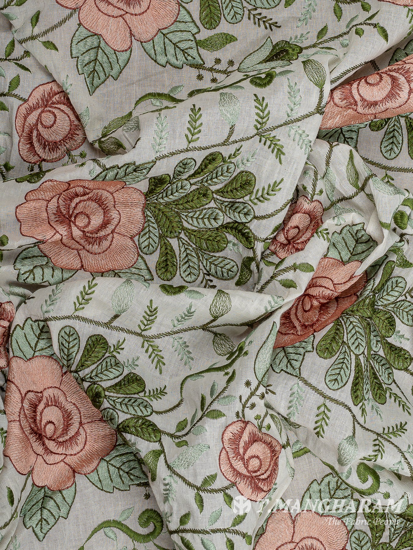 Cream Cotton Embroidery Fabric - EB9462