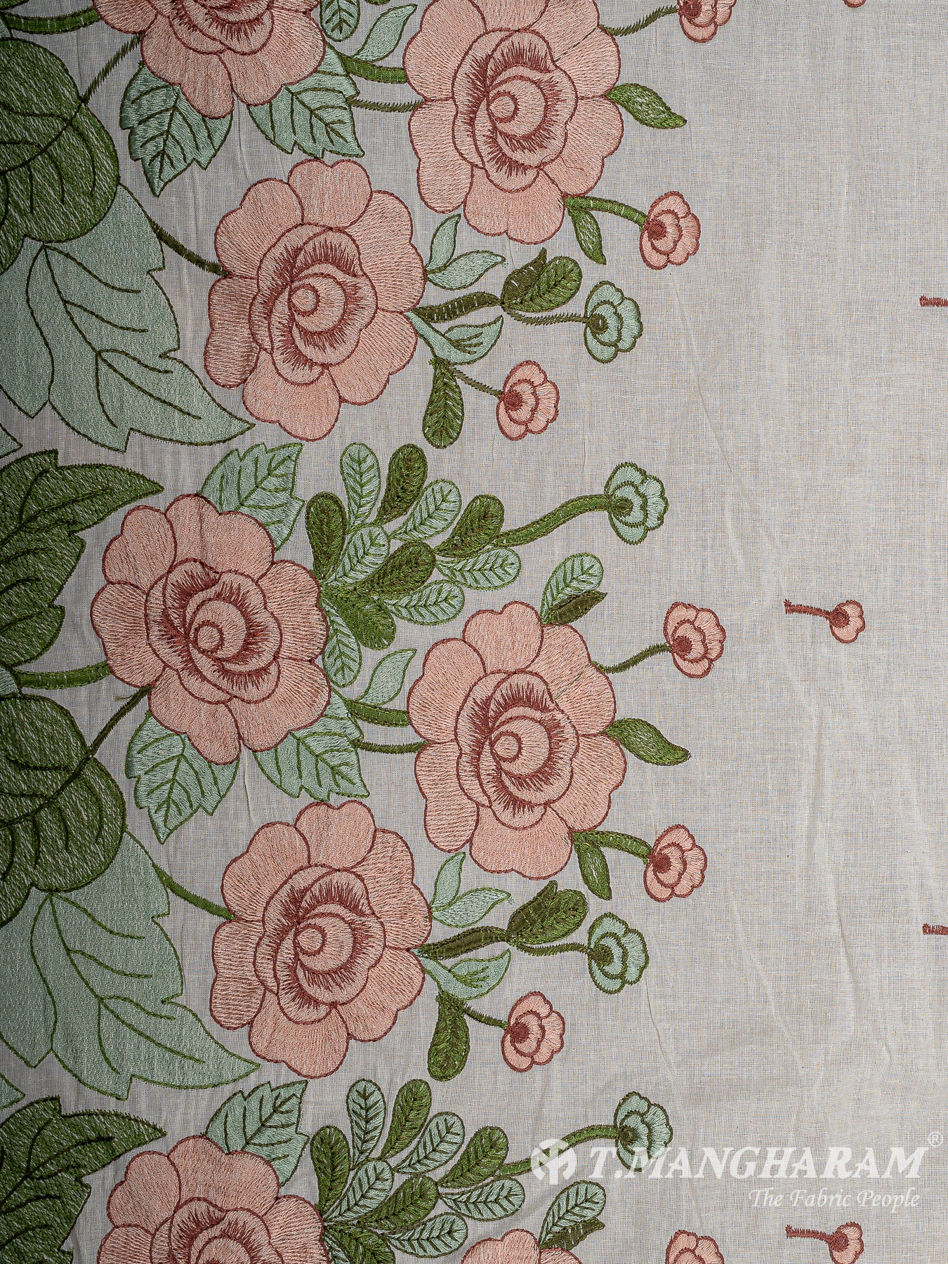 Cream Cotton Embroidery Fabric - EB9458