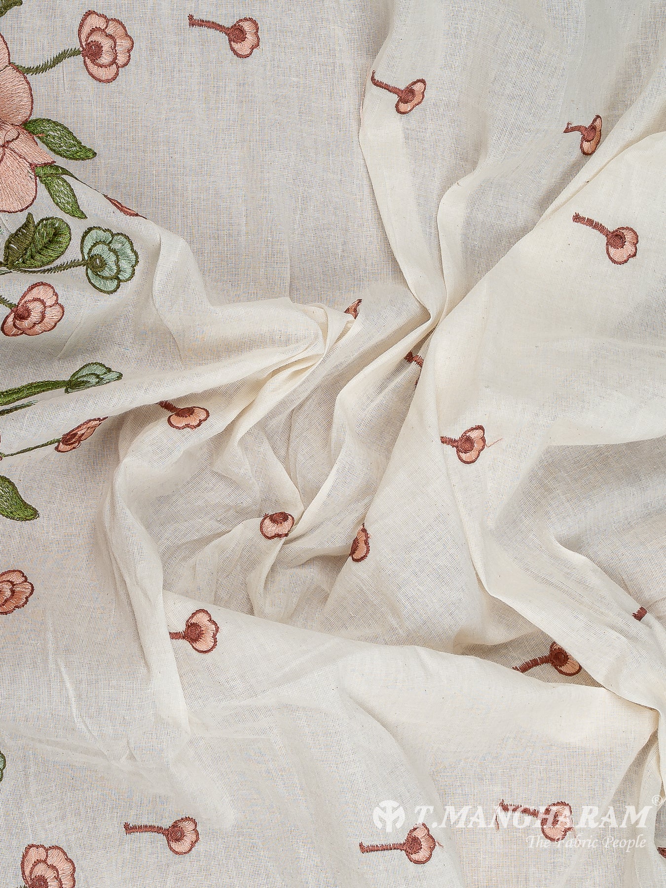 Cream Cotton Embroidery Fabric - EB9458