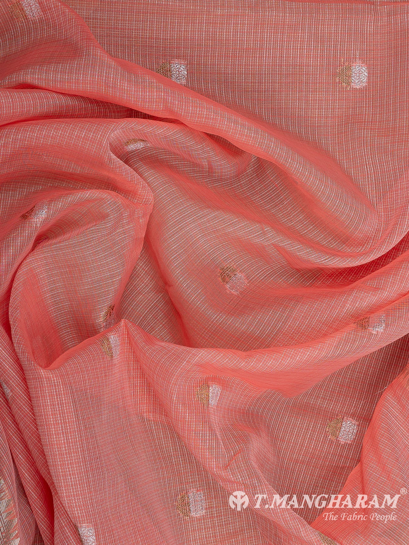 Peach Chanderi Cotton Fabric - EB9486