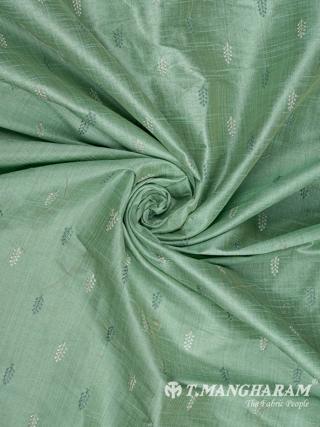 Green Semi Raw Silk Fabric - EB9732