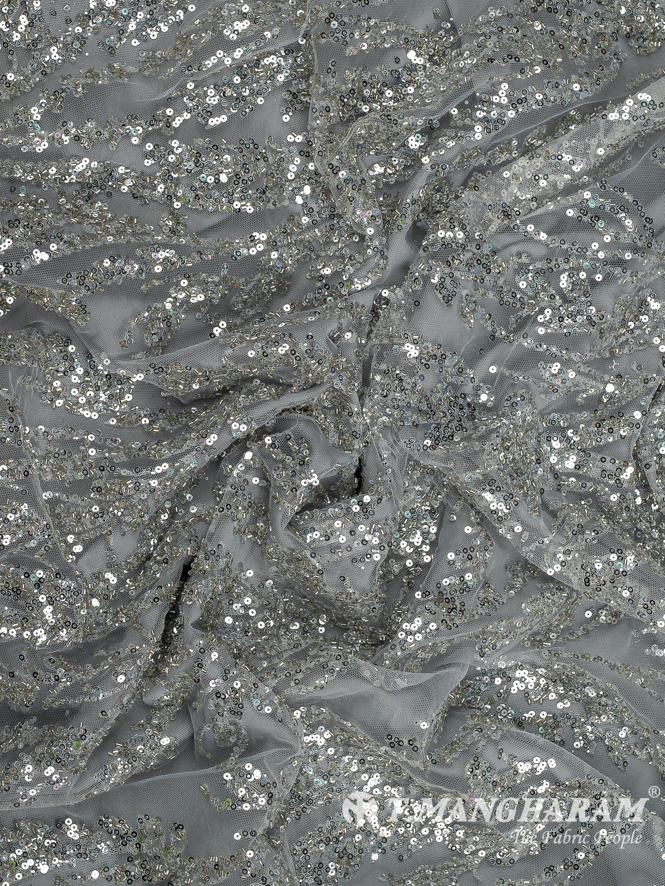 Silver Fancy Net Fabric - EC12510