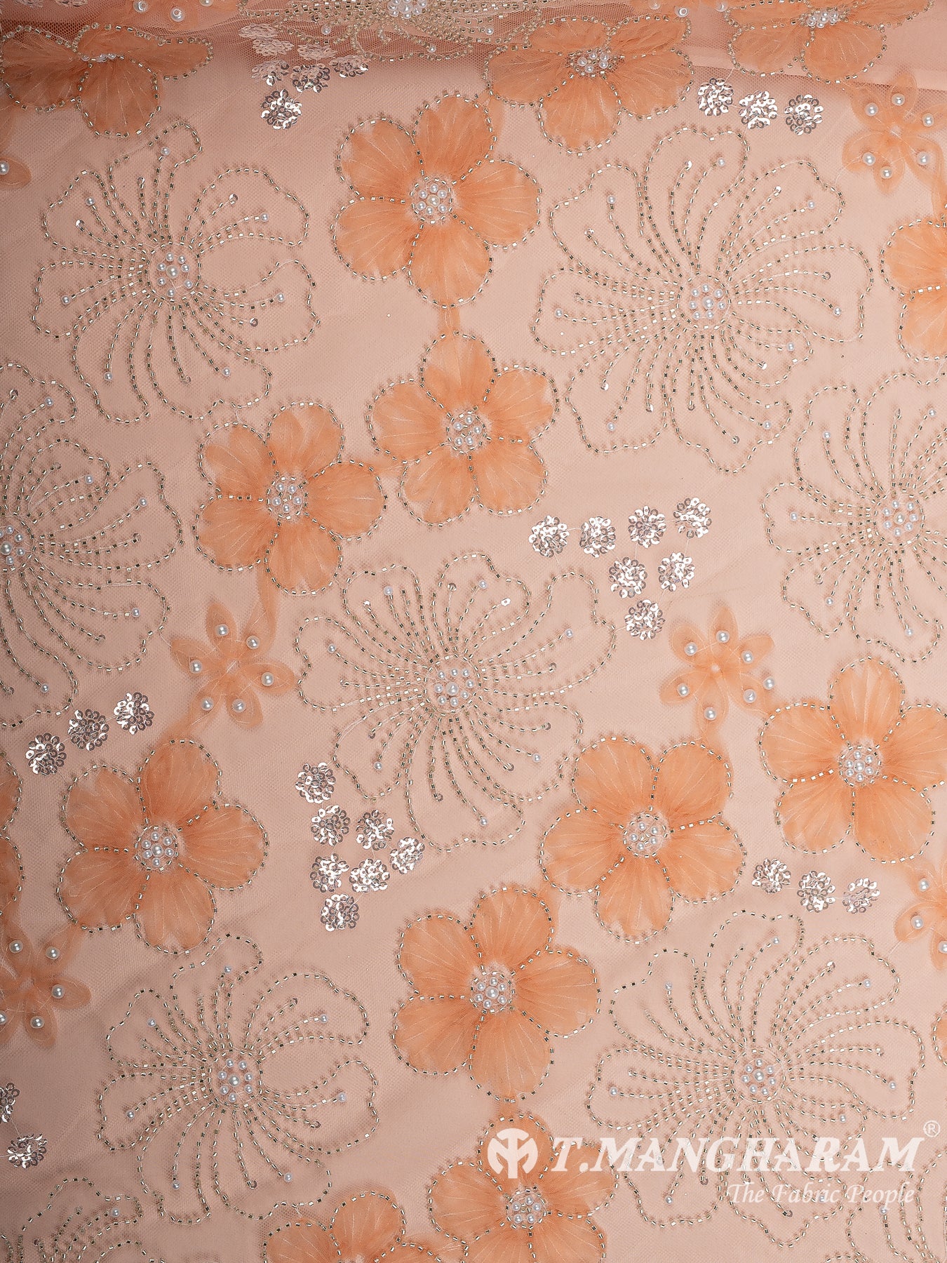Peach Fancy Net Fabric - EB9714