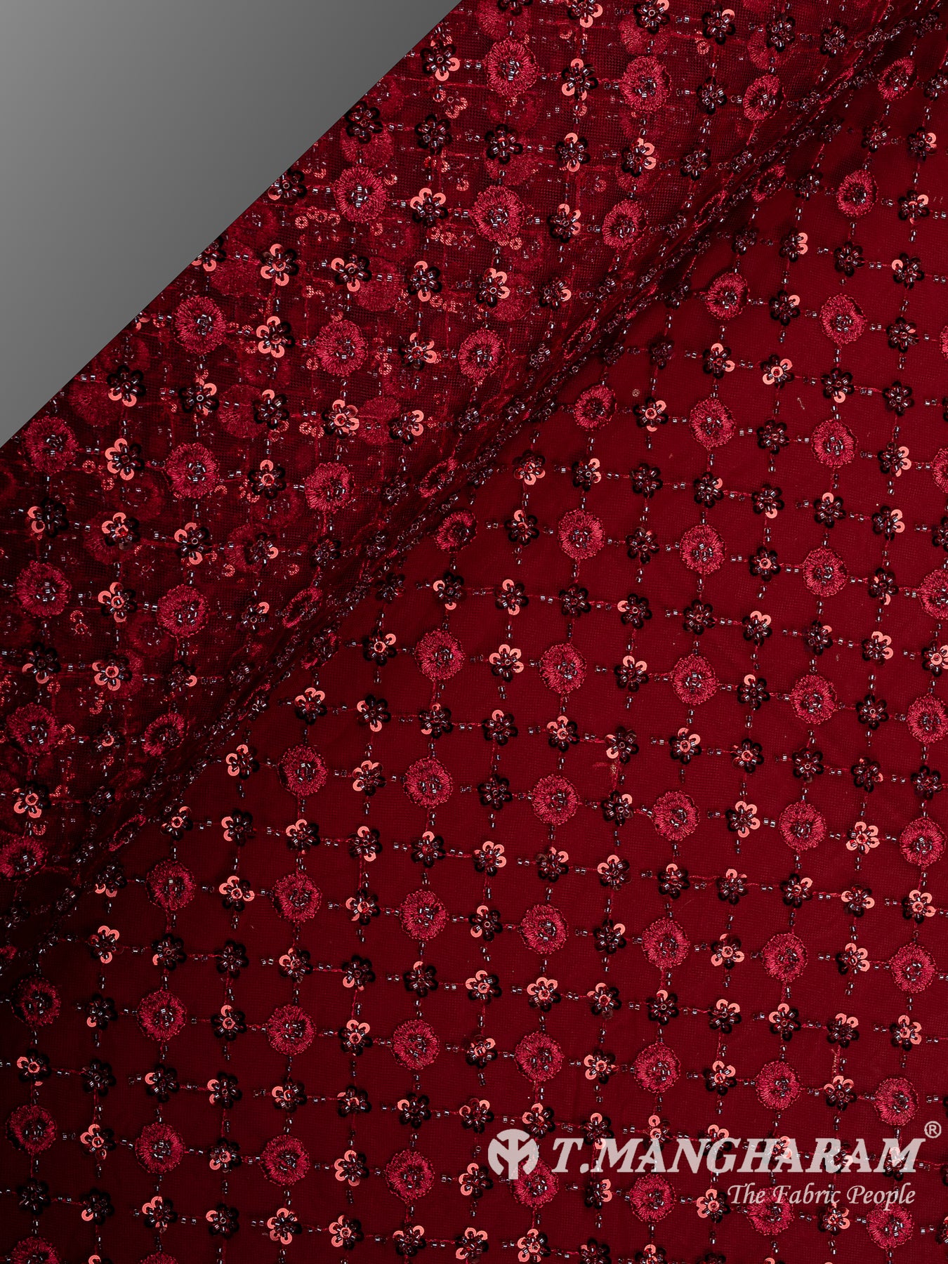 Maroon Fancy Net Fabric - EB9711