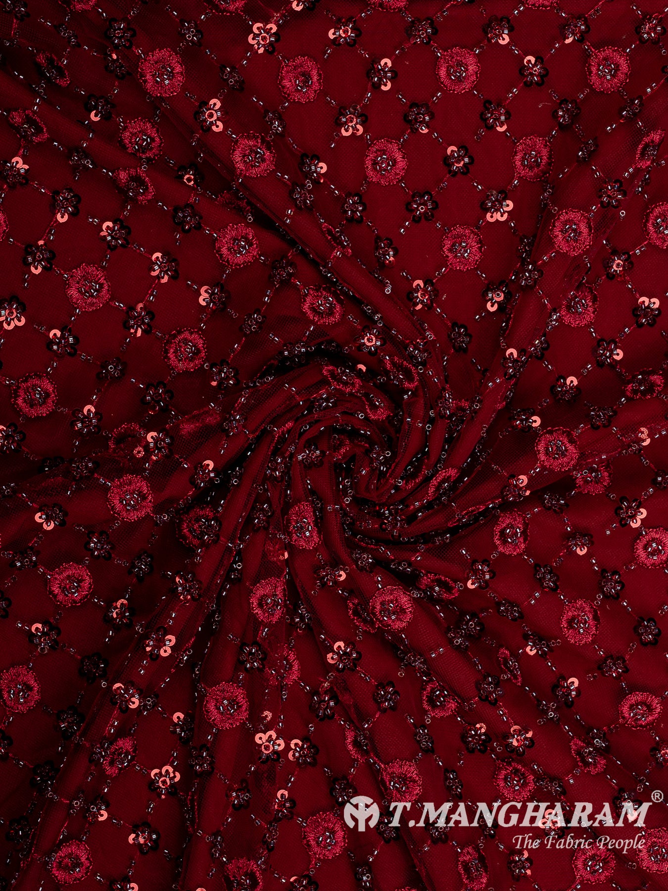 Maroon Fancy Net Fabric - EB9711