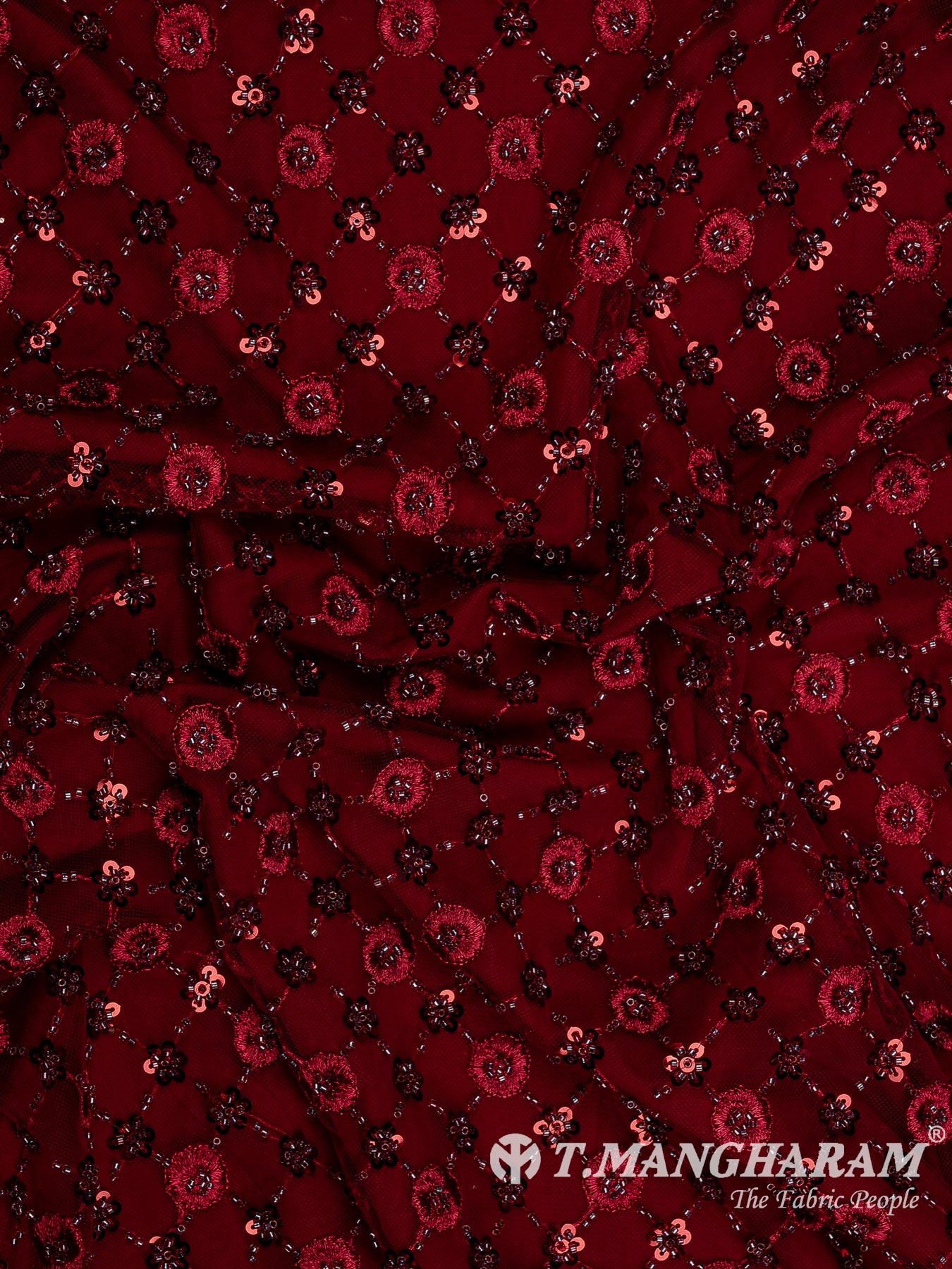 Maroon Fancy Net Fabric - EB9711