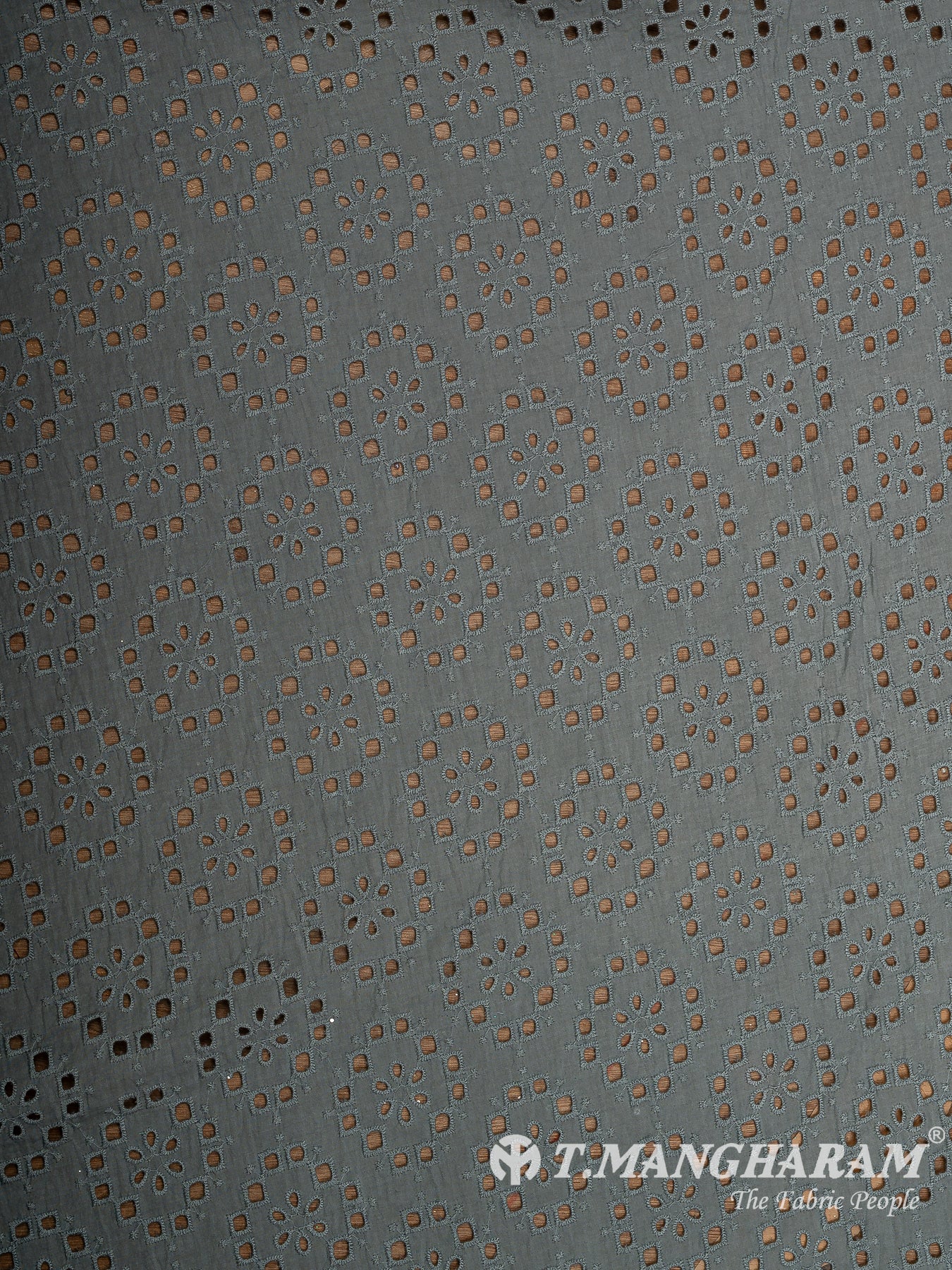 Grey Cotton Embroidery Fabric - EC8599