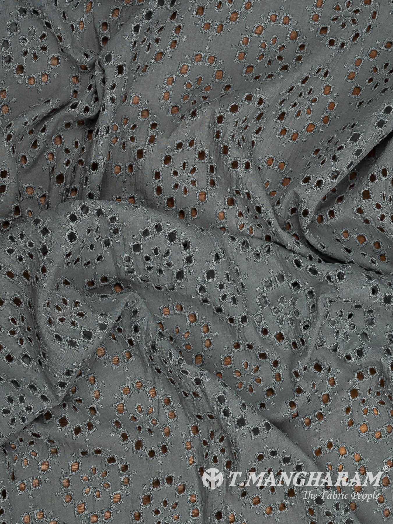 Grey Cotton Embroidery Fabric - EC8599