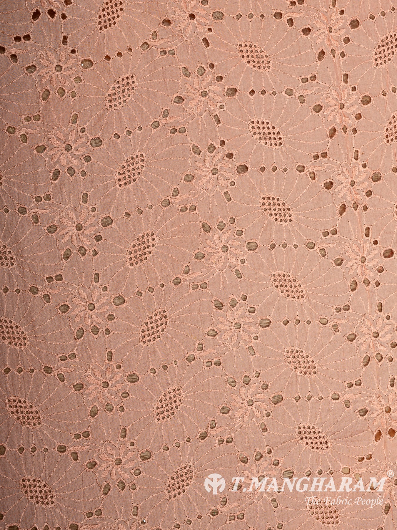 Peach Cotton Embroidery Fabric - EC8597