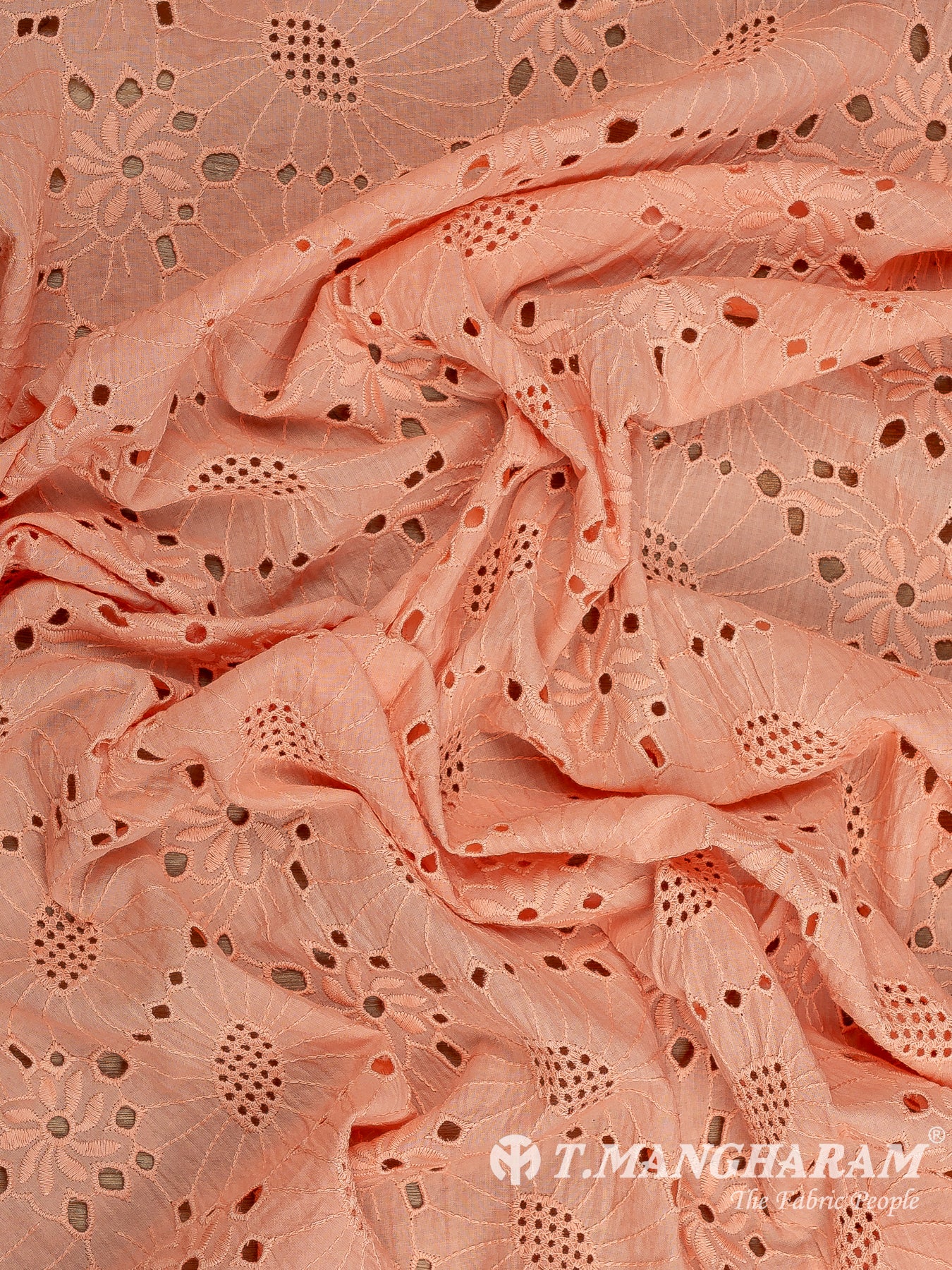 Peach Cotton Embroidery Fabric - EC8597