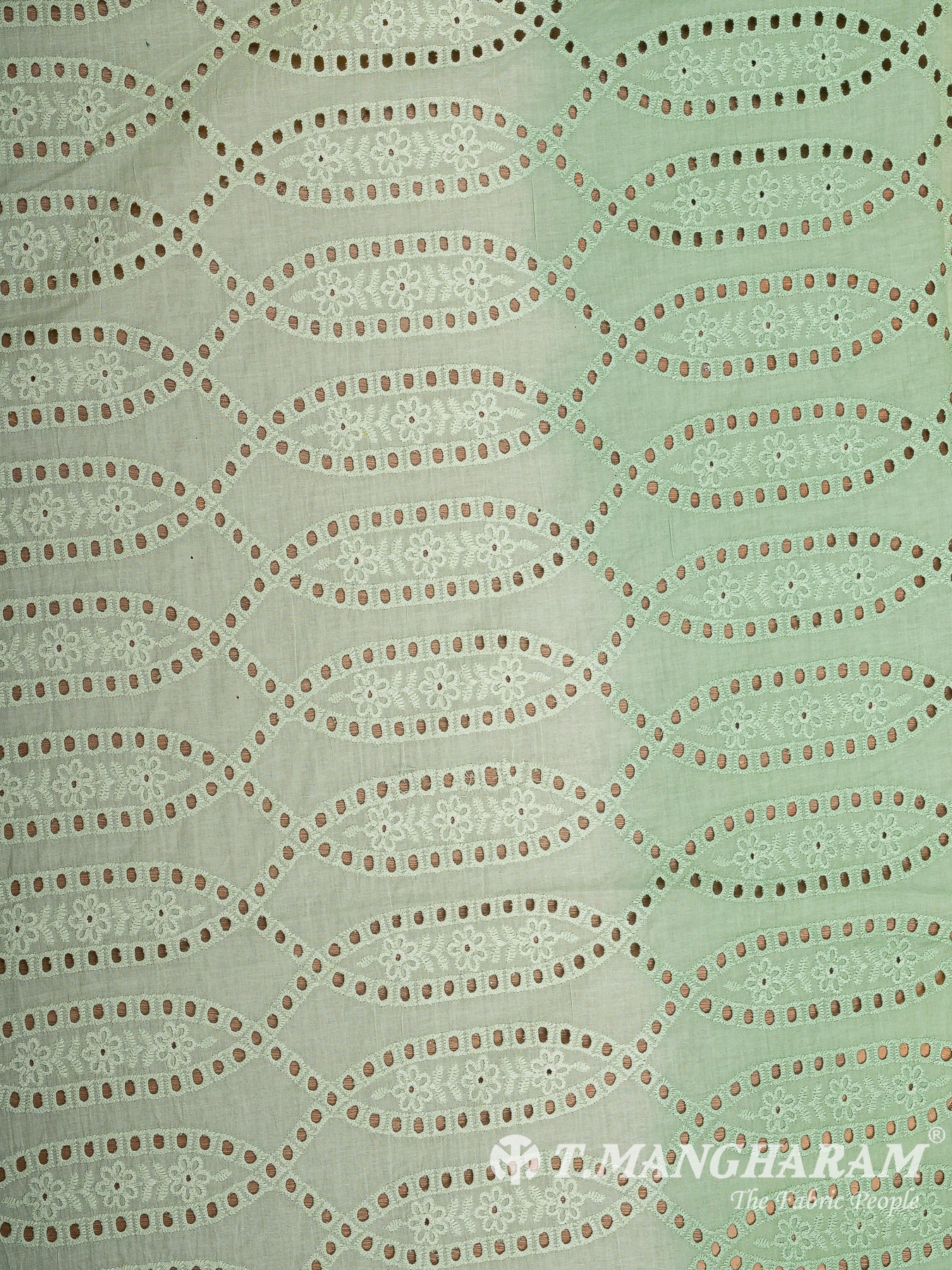 Green Cotton Embroidery Fabric - EC9364