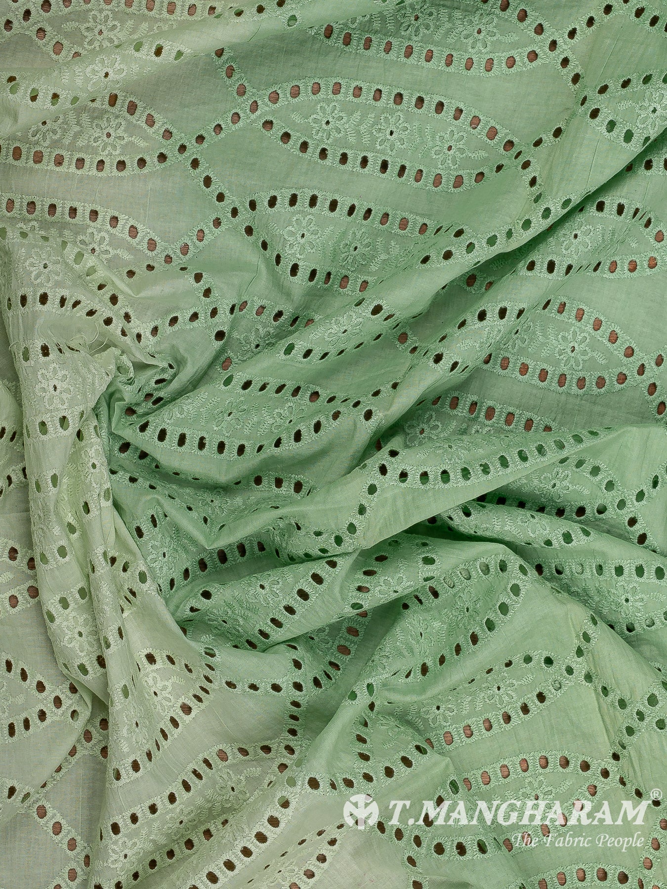 Green Cotton Embroidery Fabric - EC9364