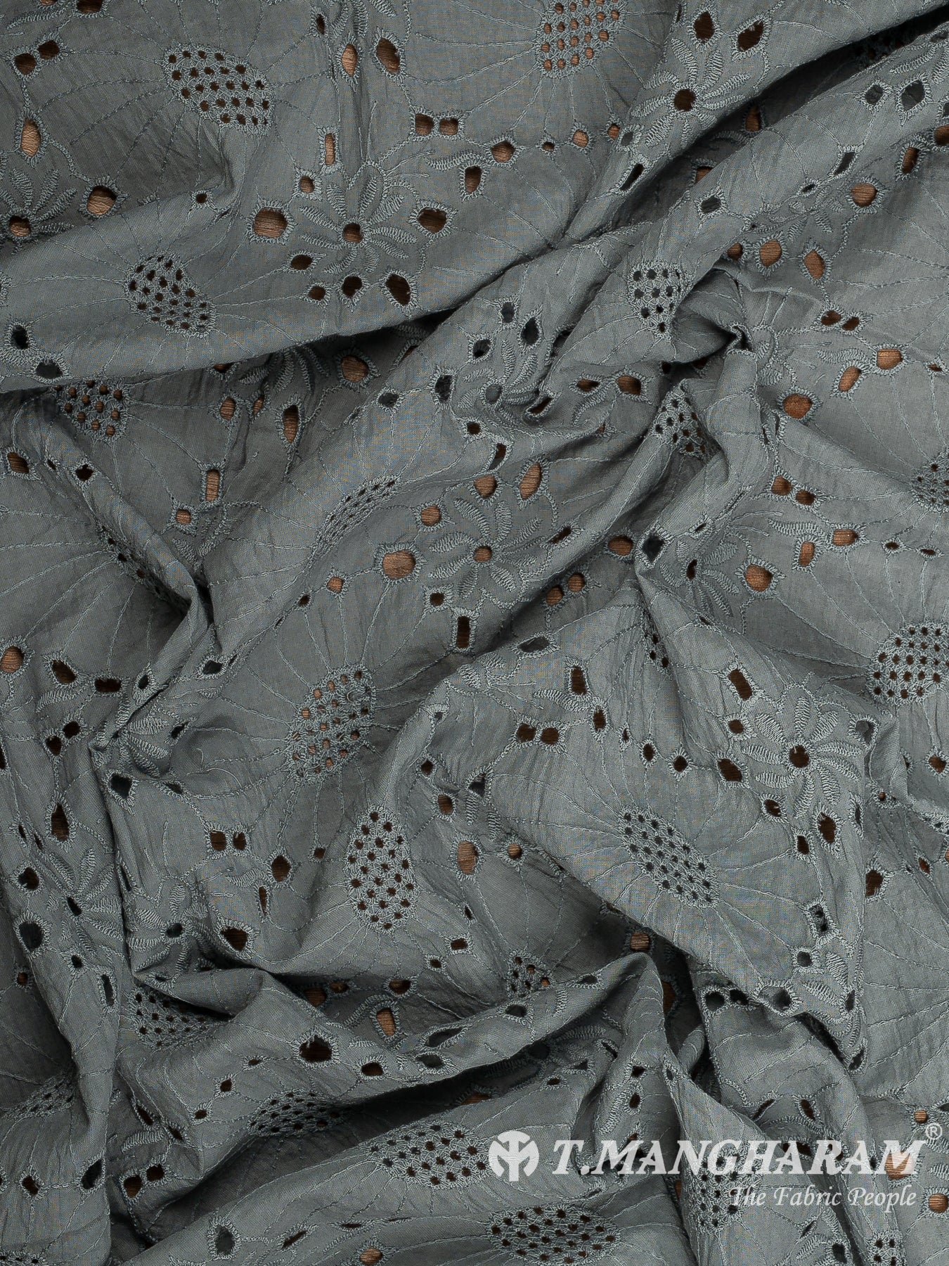 Grey Cotton Embroidery Fabric - EC8594