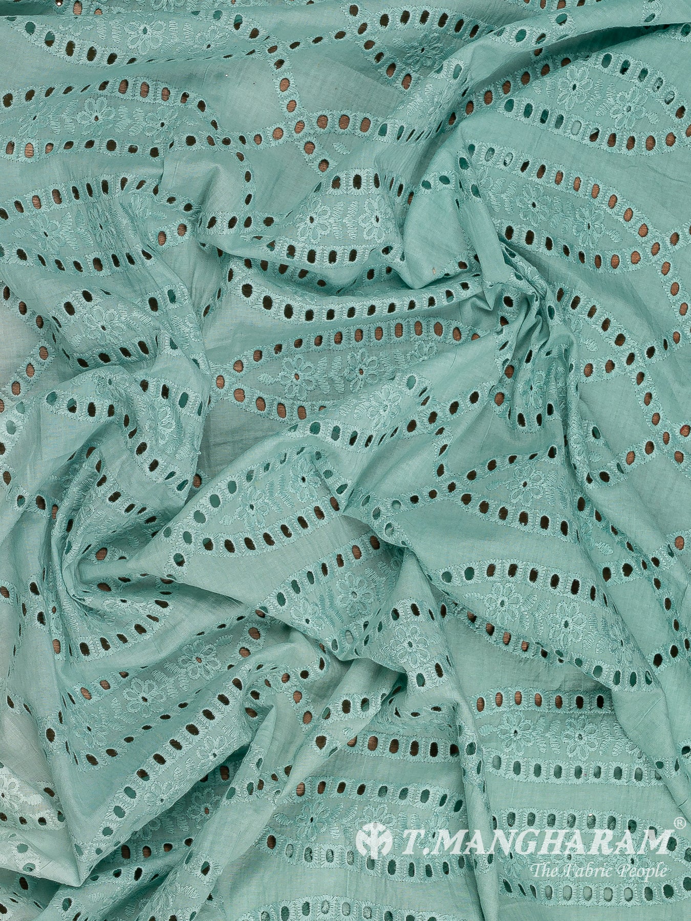 Blue Cotton Embroidery Fabric - EC9366