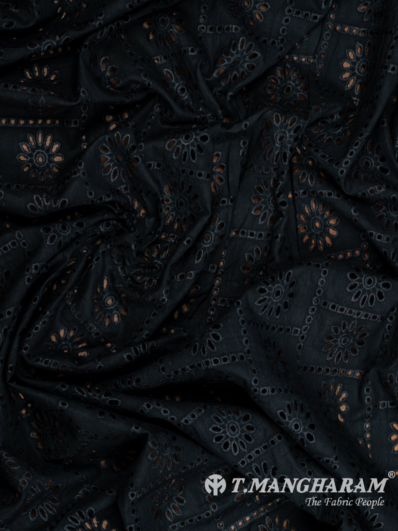 Black Cotton Embroidery Fabric - EB7009