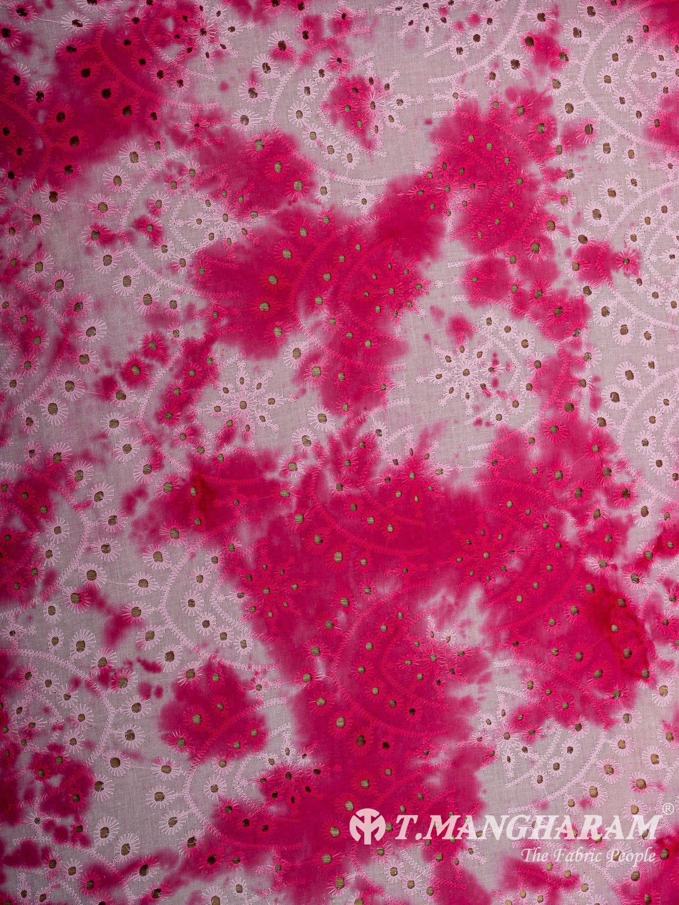 Pink Cotton Embroidery Fabric - EC9688