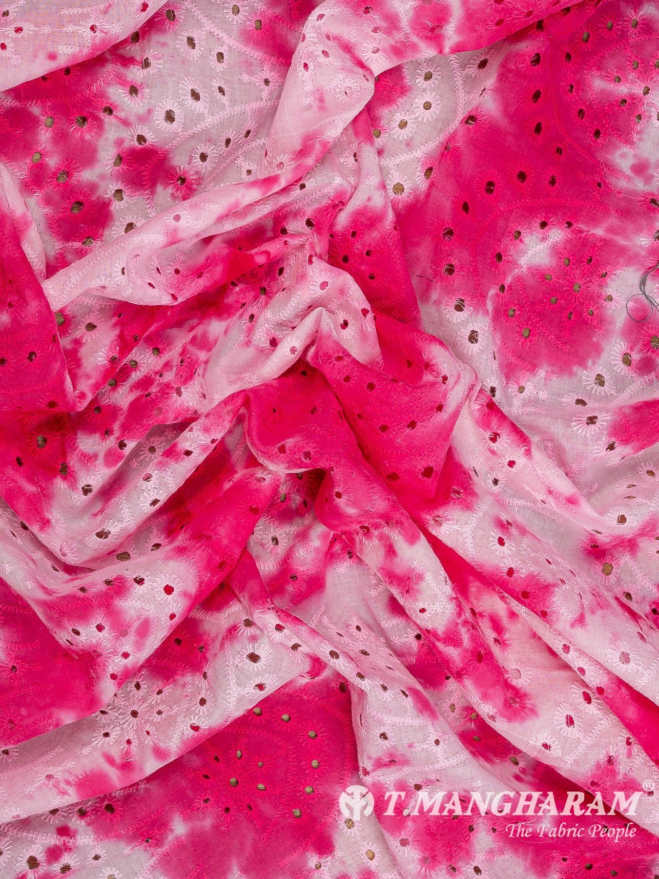 Pink Cotton Embroidery Fabric - EC9688