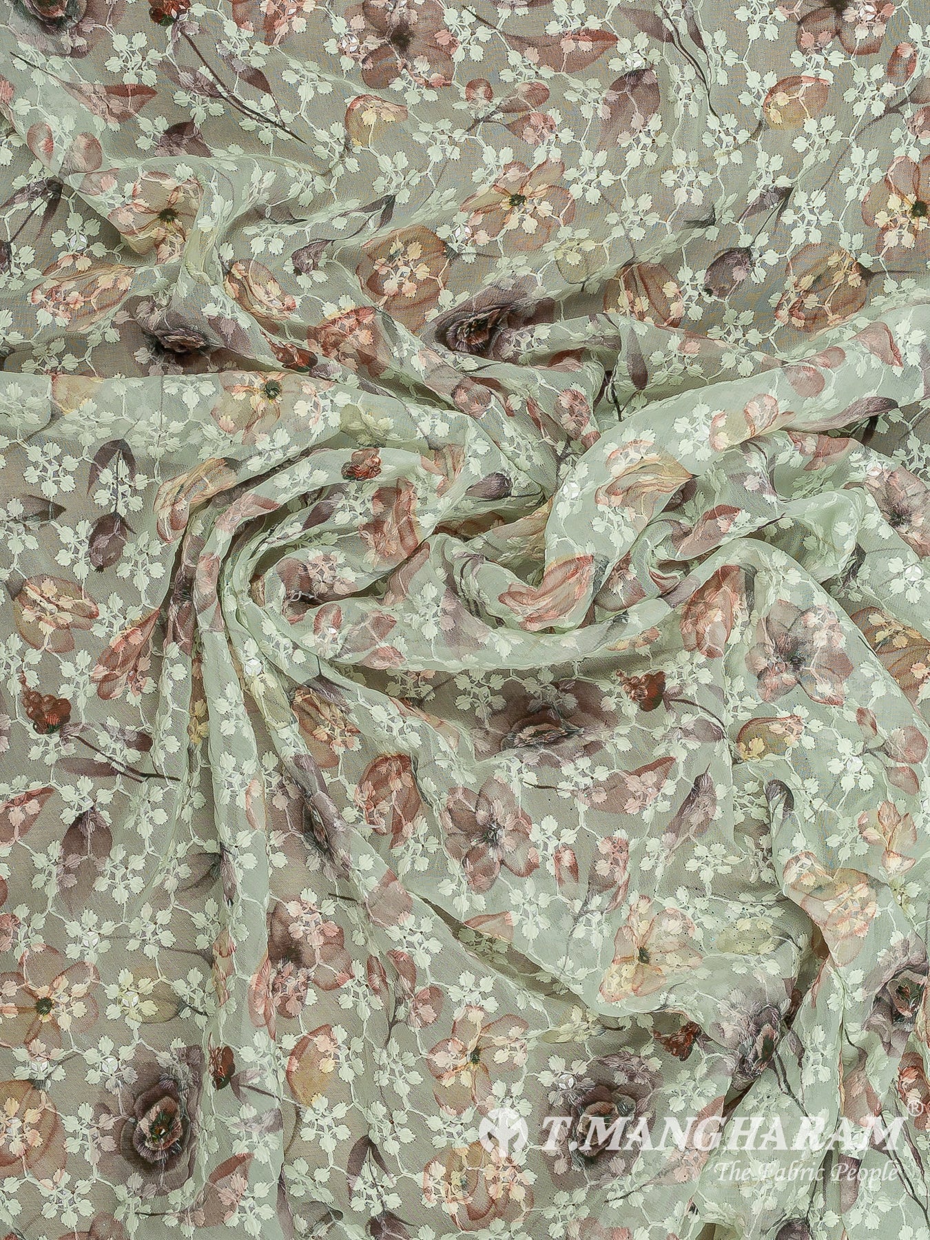 Green Georgette Fabric - EC7195