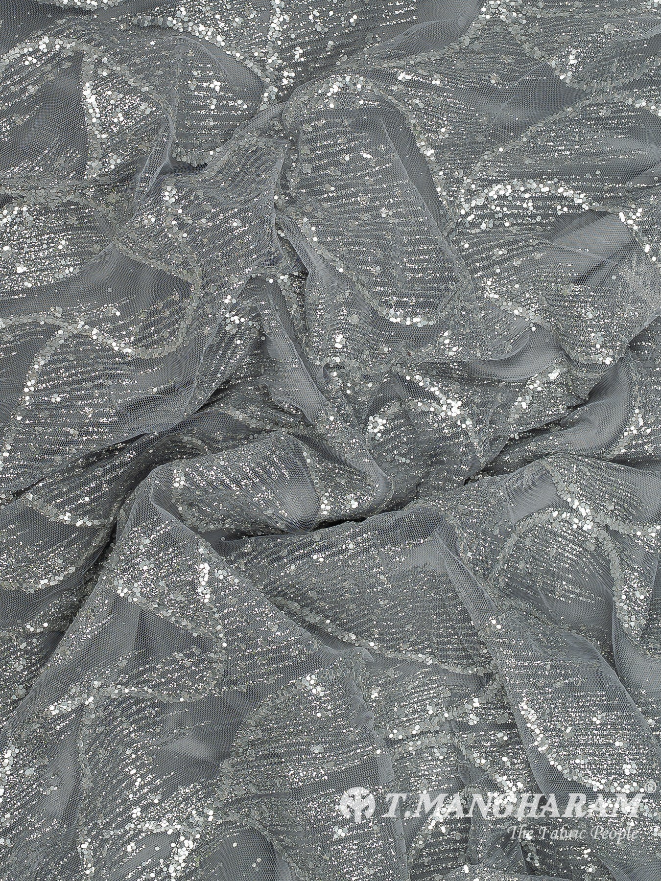Silver Fancy Net Fabric - EC12500