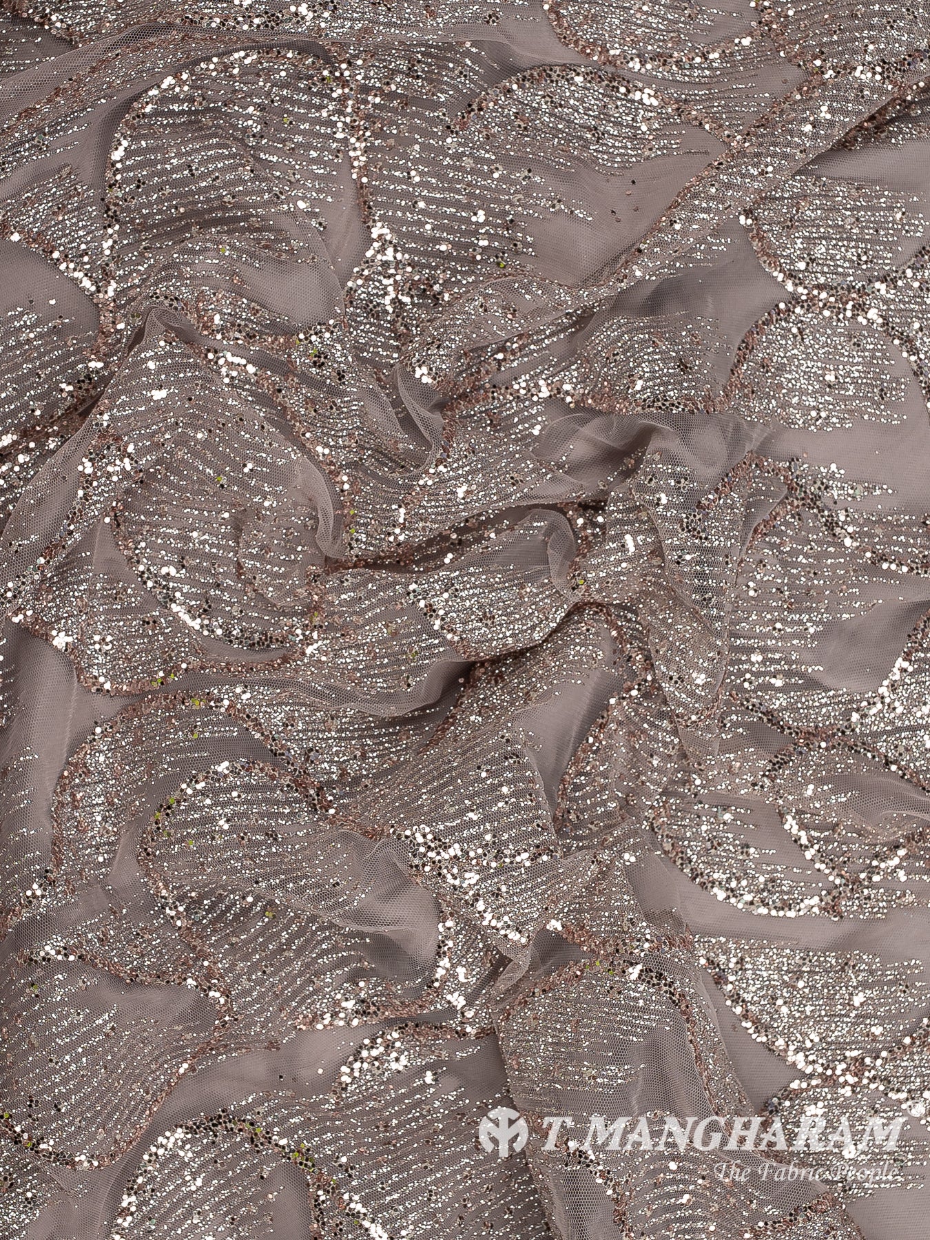 Dark Mauve Fancy Net Fabric - EC12495