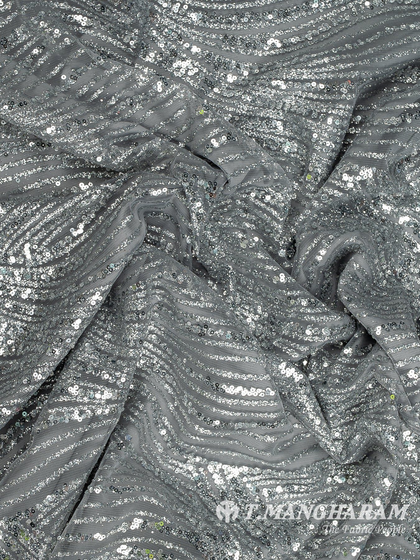 Silver Fancy Net Fabric - EC12503