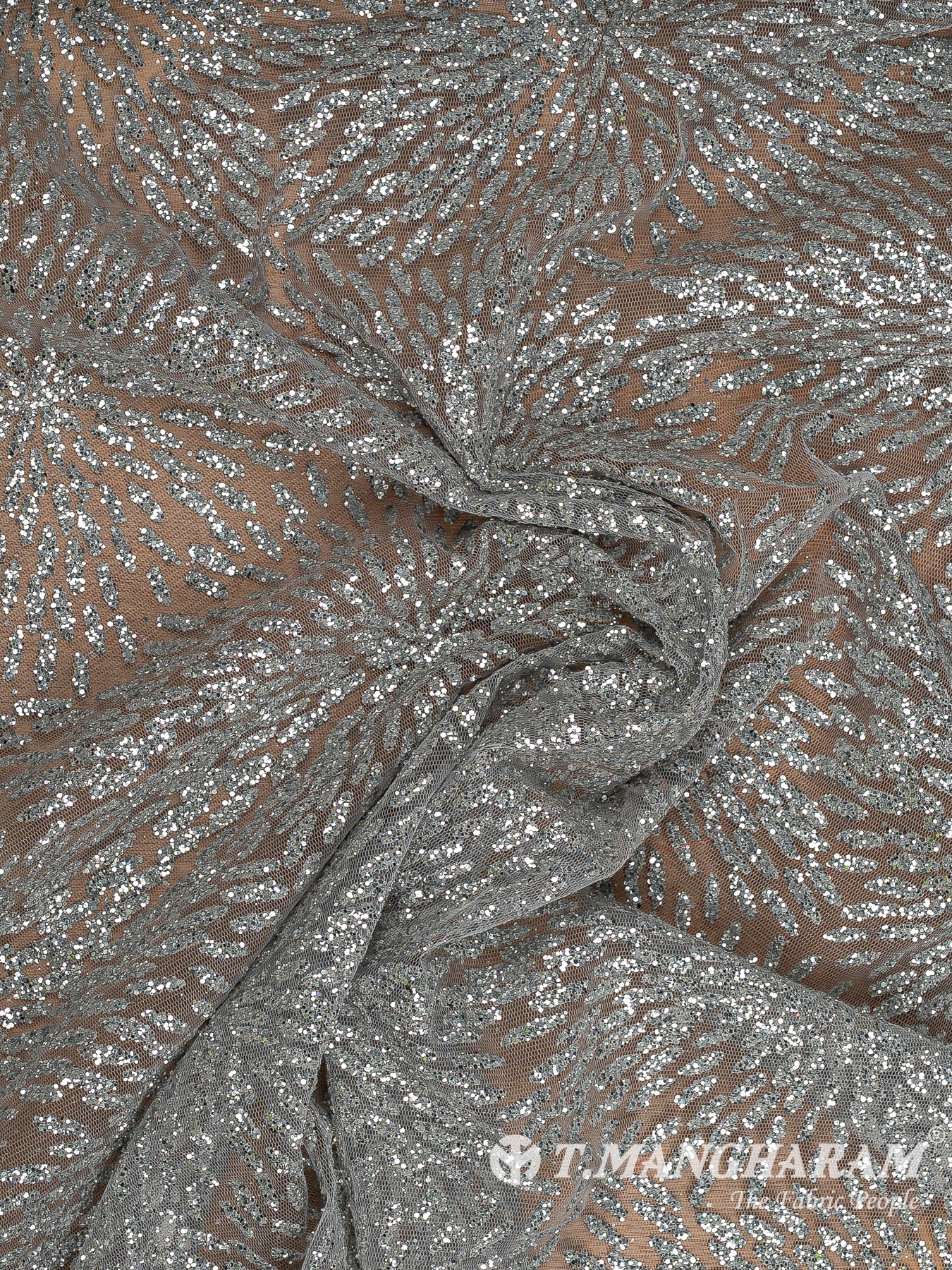 Silver Fancy Net Fabric - EC12492