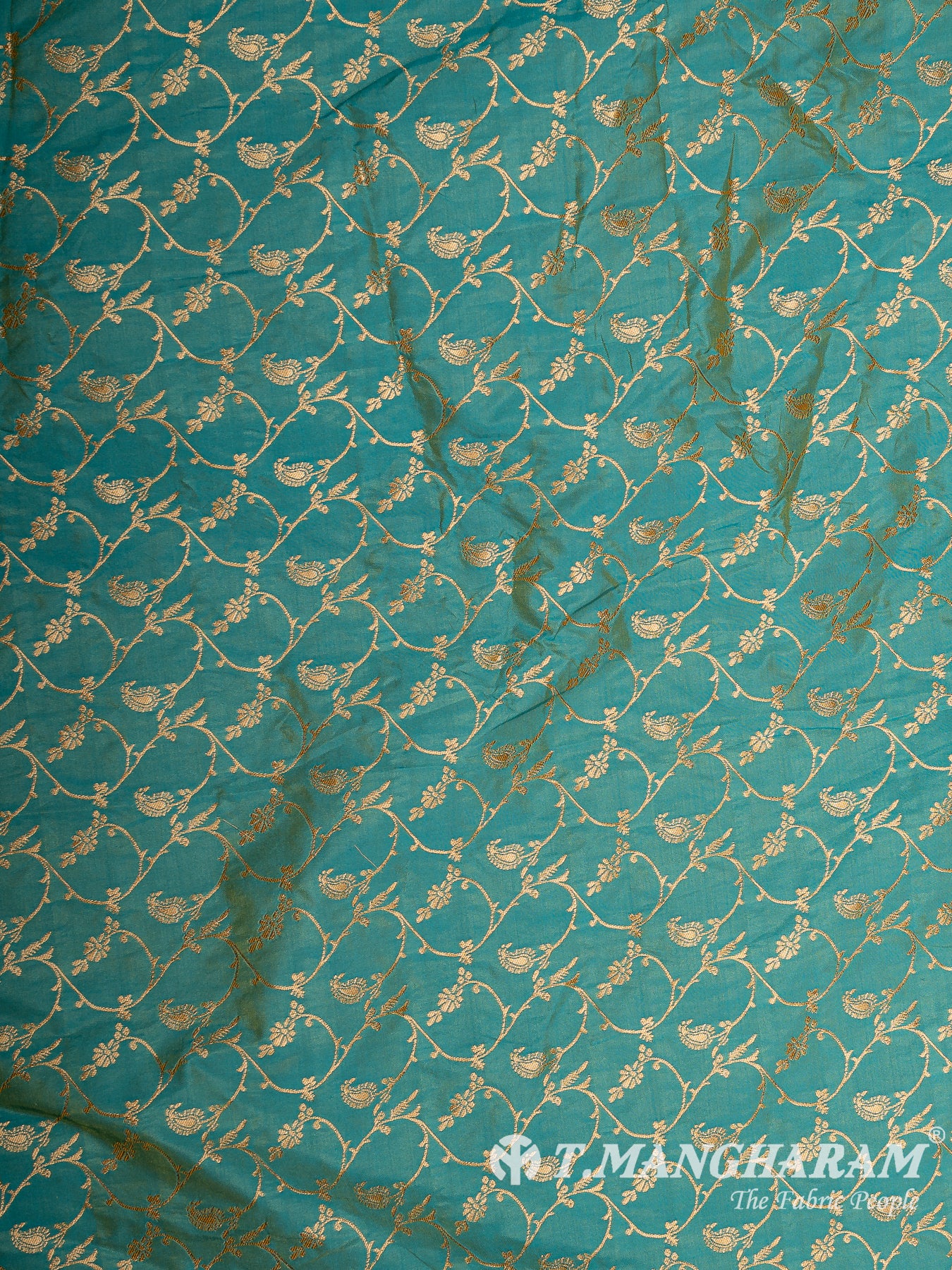 Green Semi Banaras Fabric - EC12942