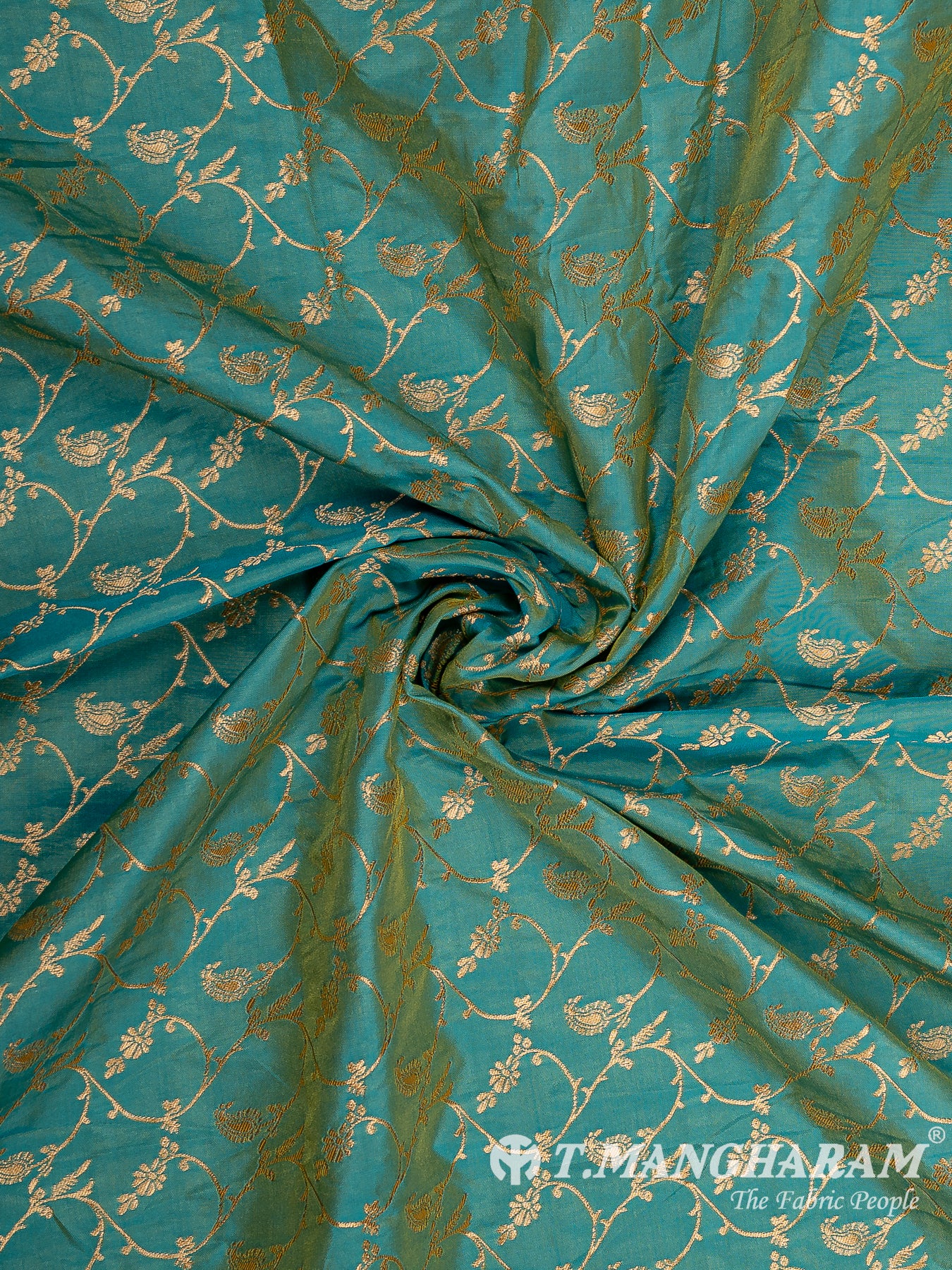 Green Semi Banaras Fabric - EC12942