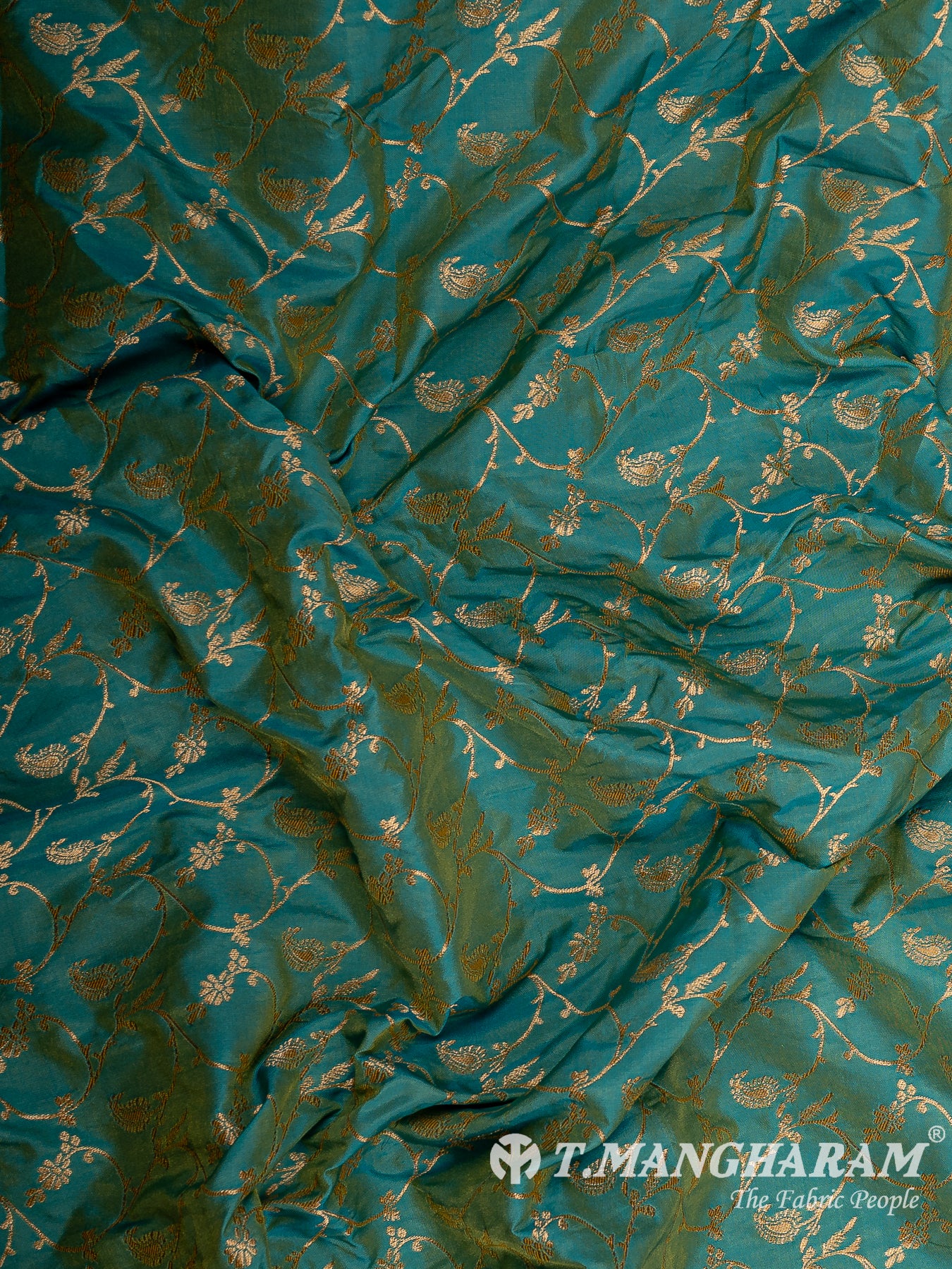 Green Semi Banaras Fabric - EC12942