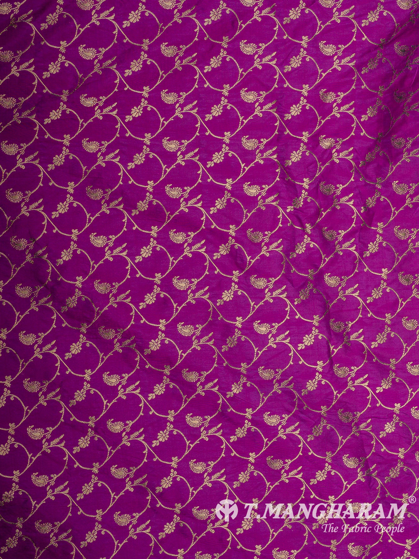 Purple Semi Banaras Fabric - EC12938