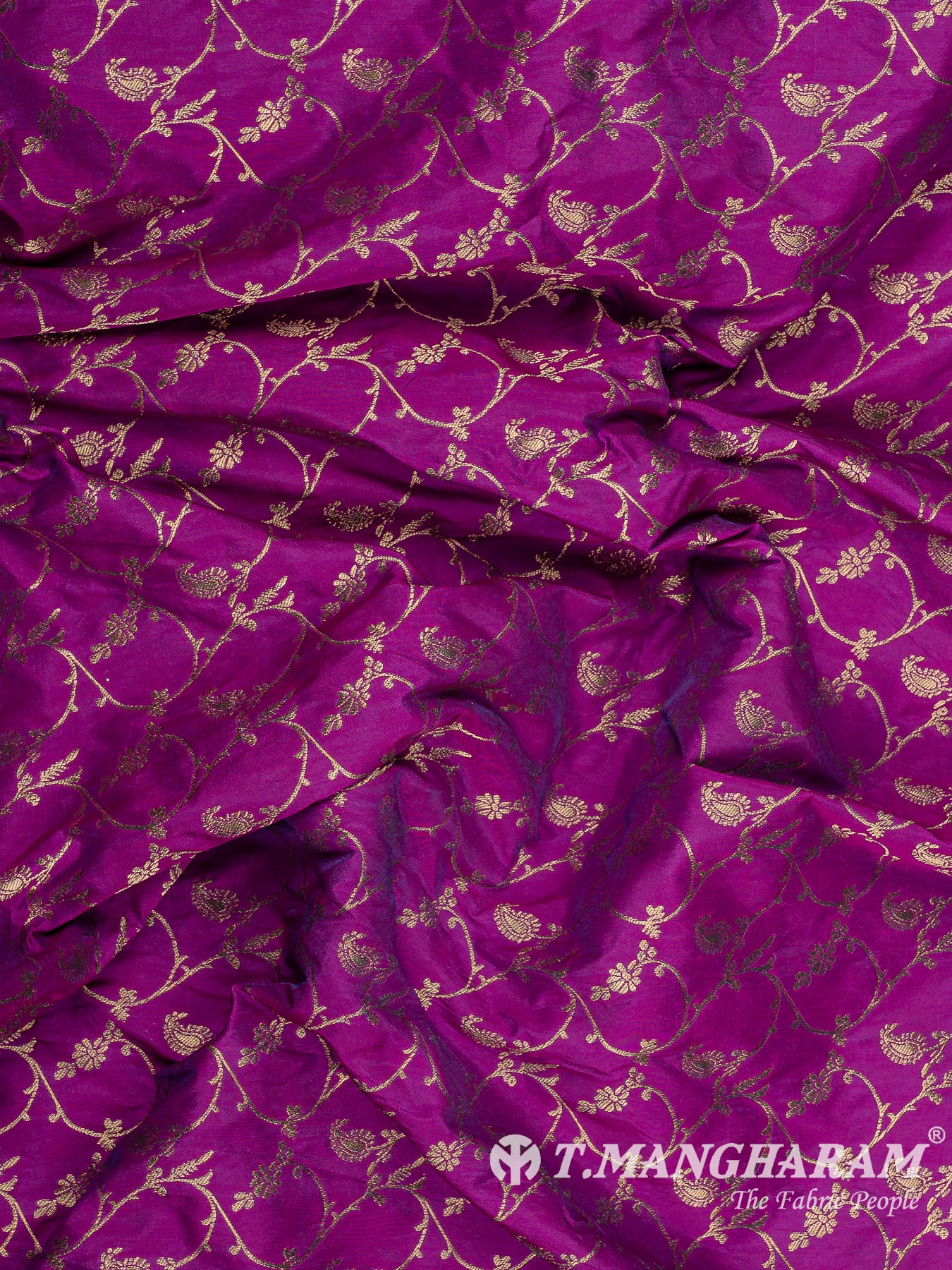 Purple Semi Banaras Fabric - EC12938
