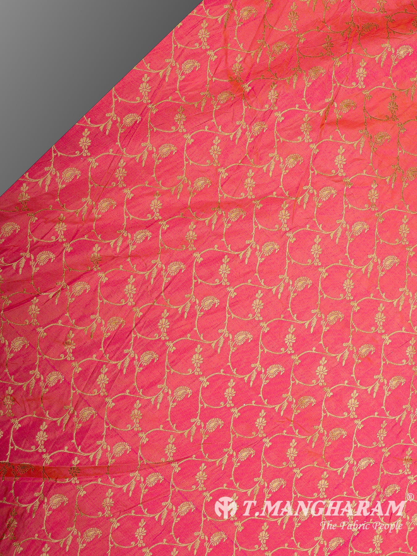 Peach Semi Banaras Fabric - EC12944