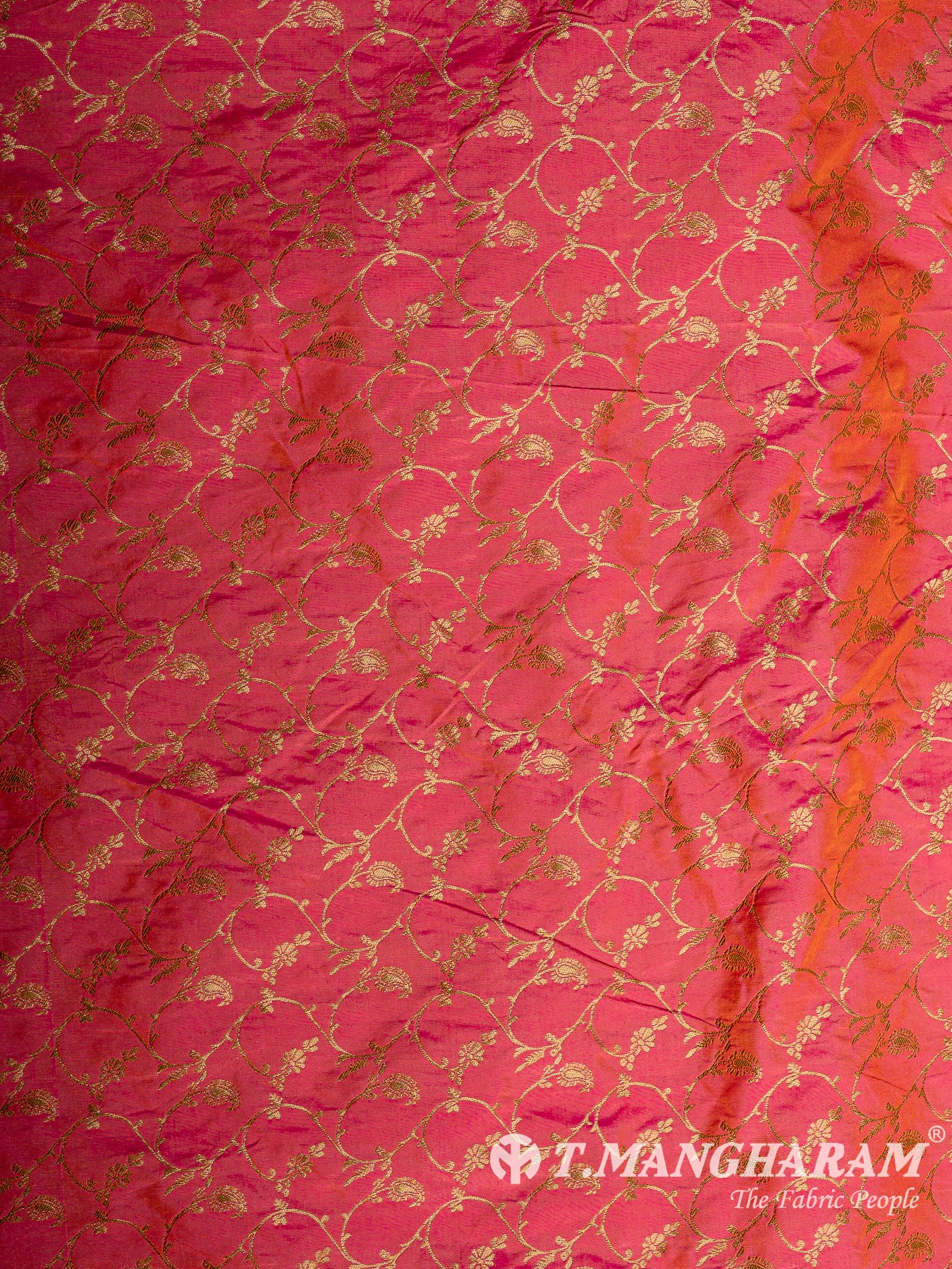 Peach Semi Banaras Fabric - EC12944