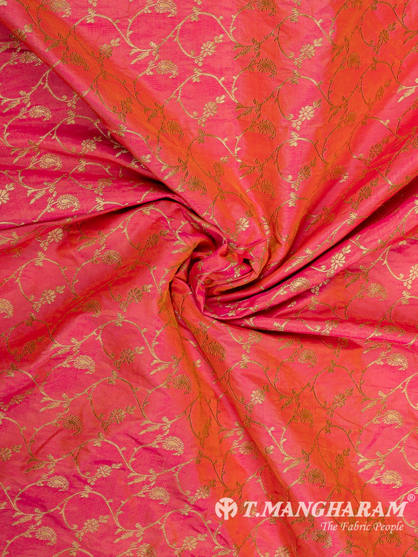 Peach Semi Banaras Fabric - EC12944