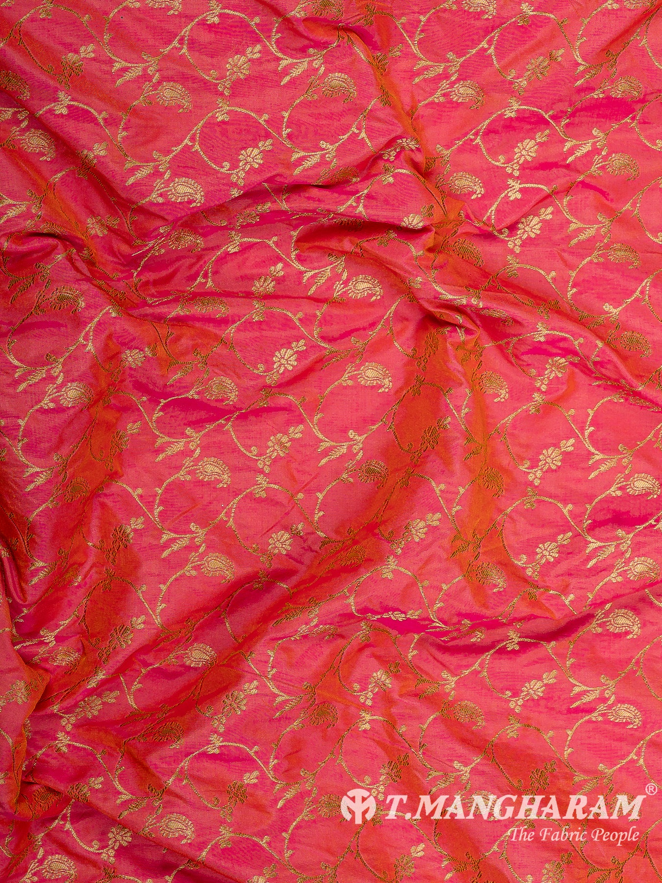 Peach Semi Banaras Fabric - EC12944