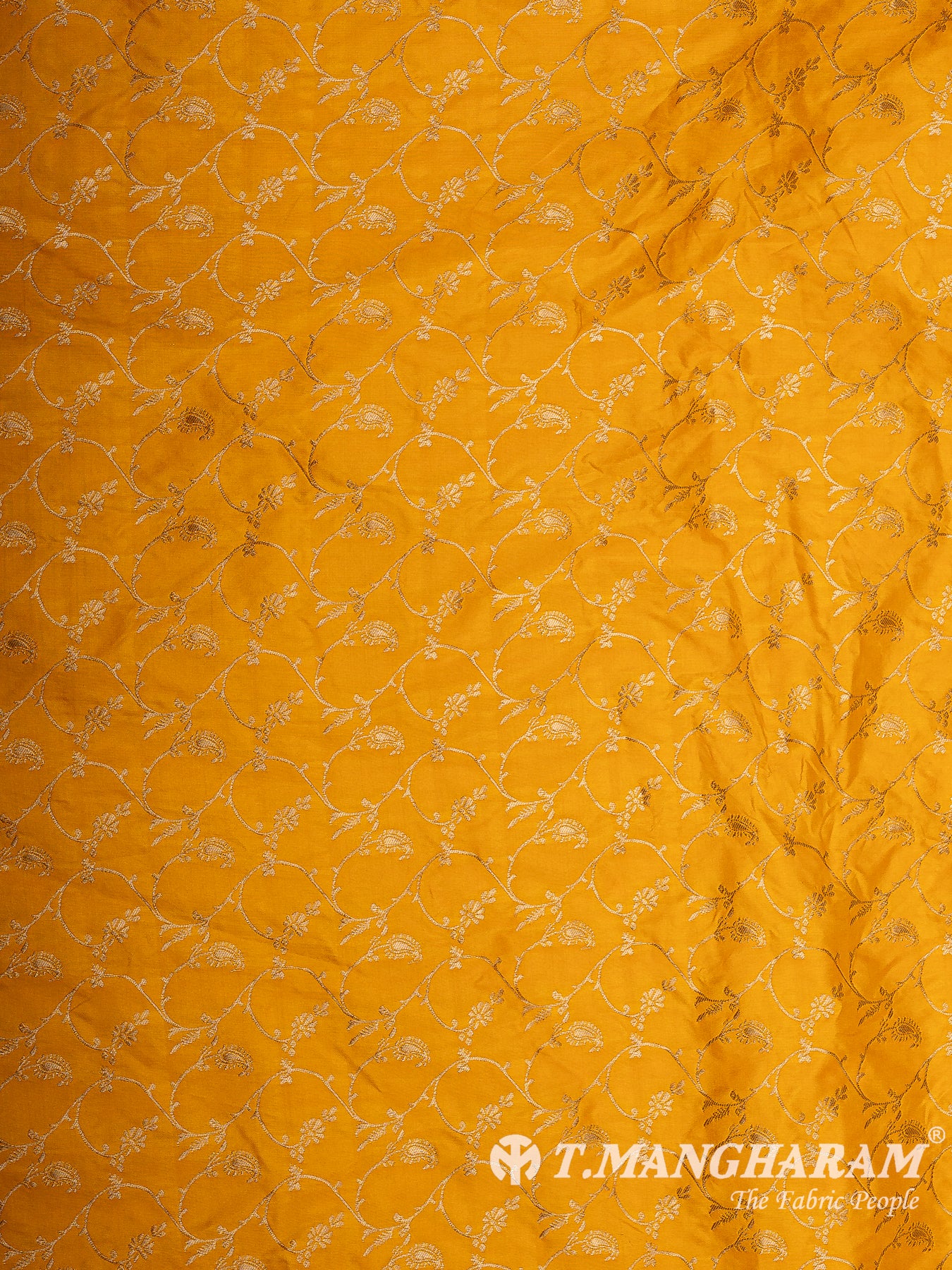 Yellow Semi Banaras Fabric - EC12948