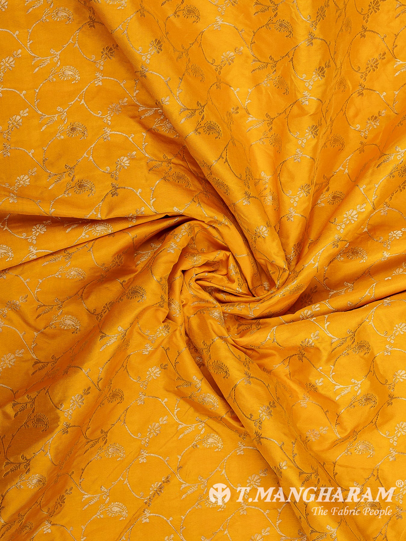 Yellow Semi Banaras Fabric - EC12948