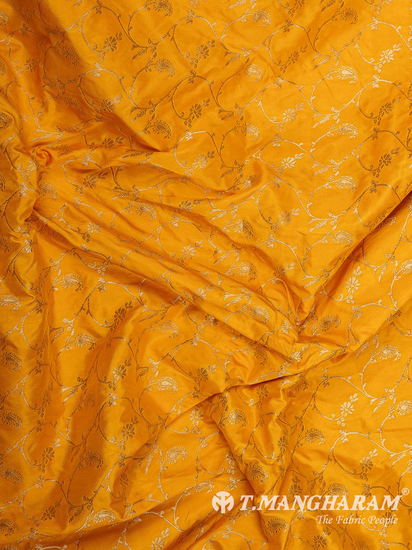 Yellow Semi Banaras Fabric - EC12948