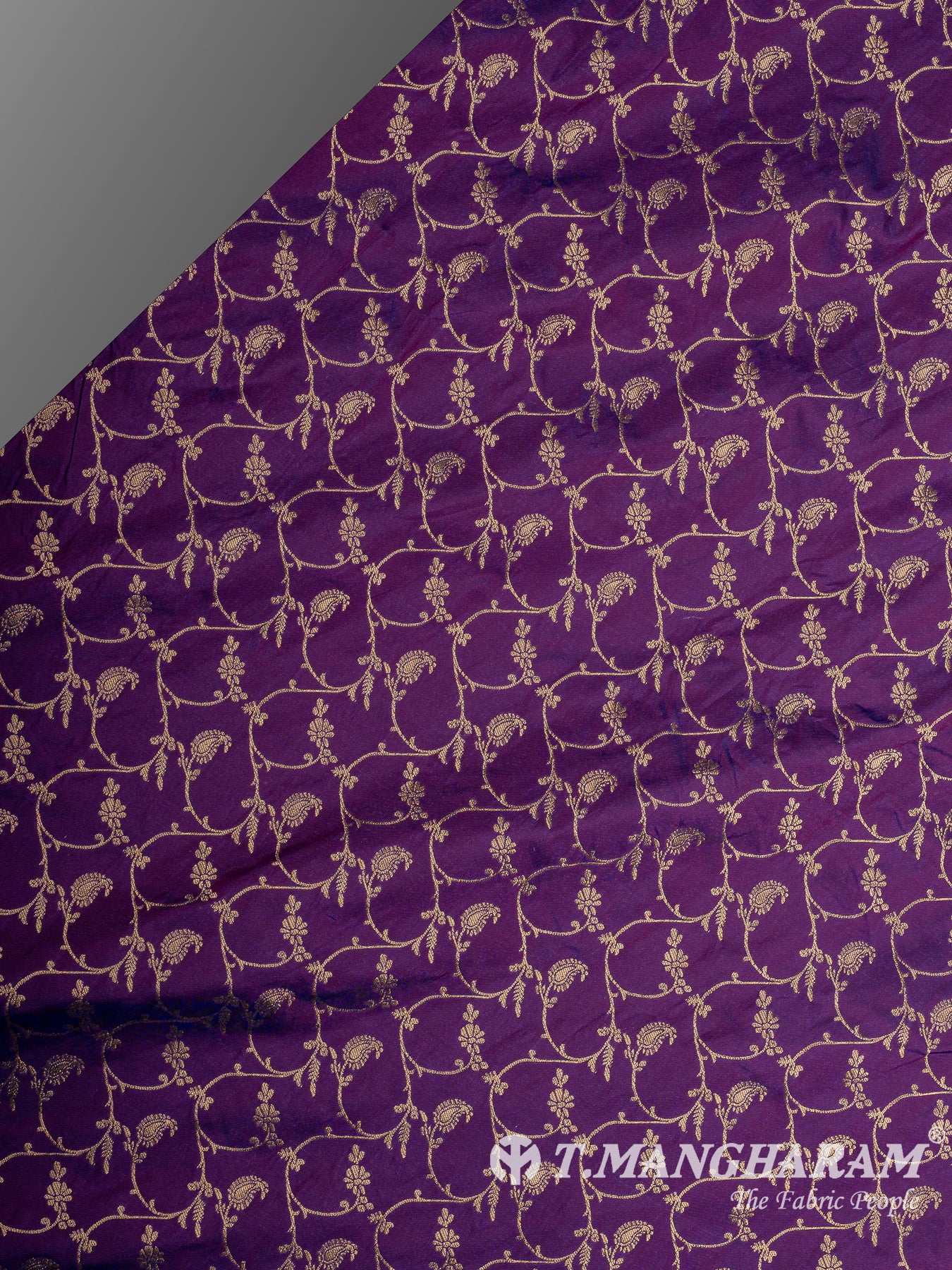 Purple Semi Banaras Fabric - EC12941