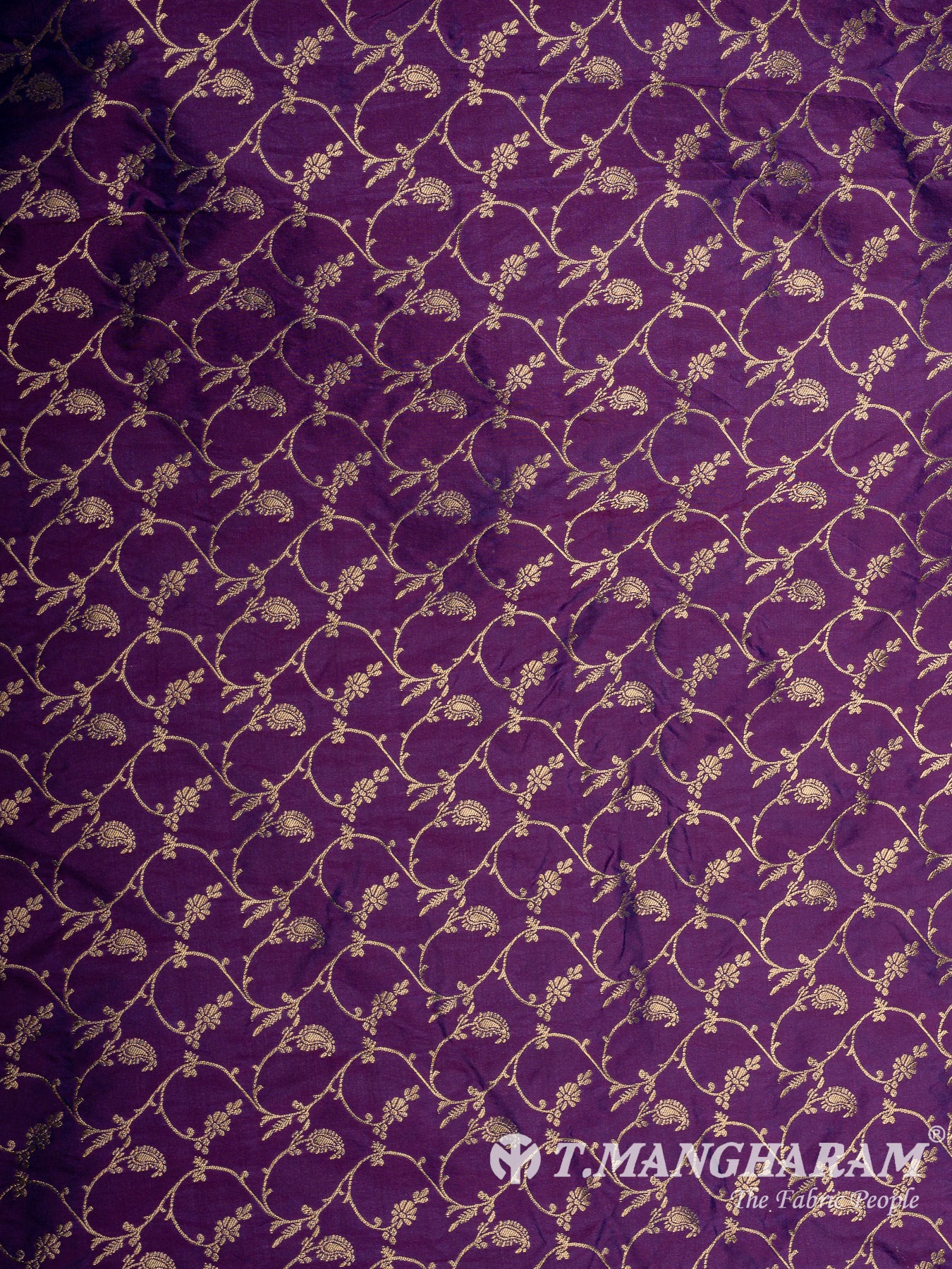 Purple Semi Banaras Fabric - EC12941