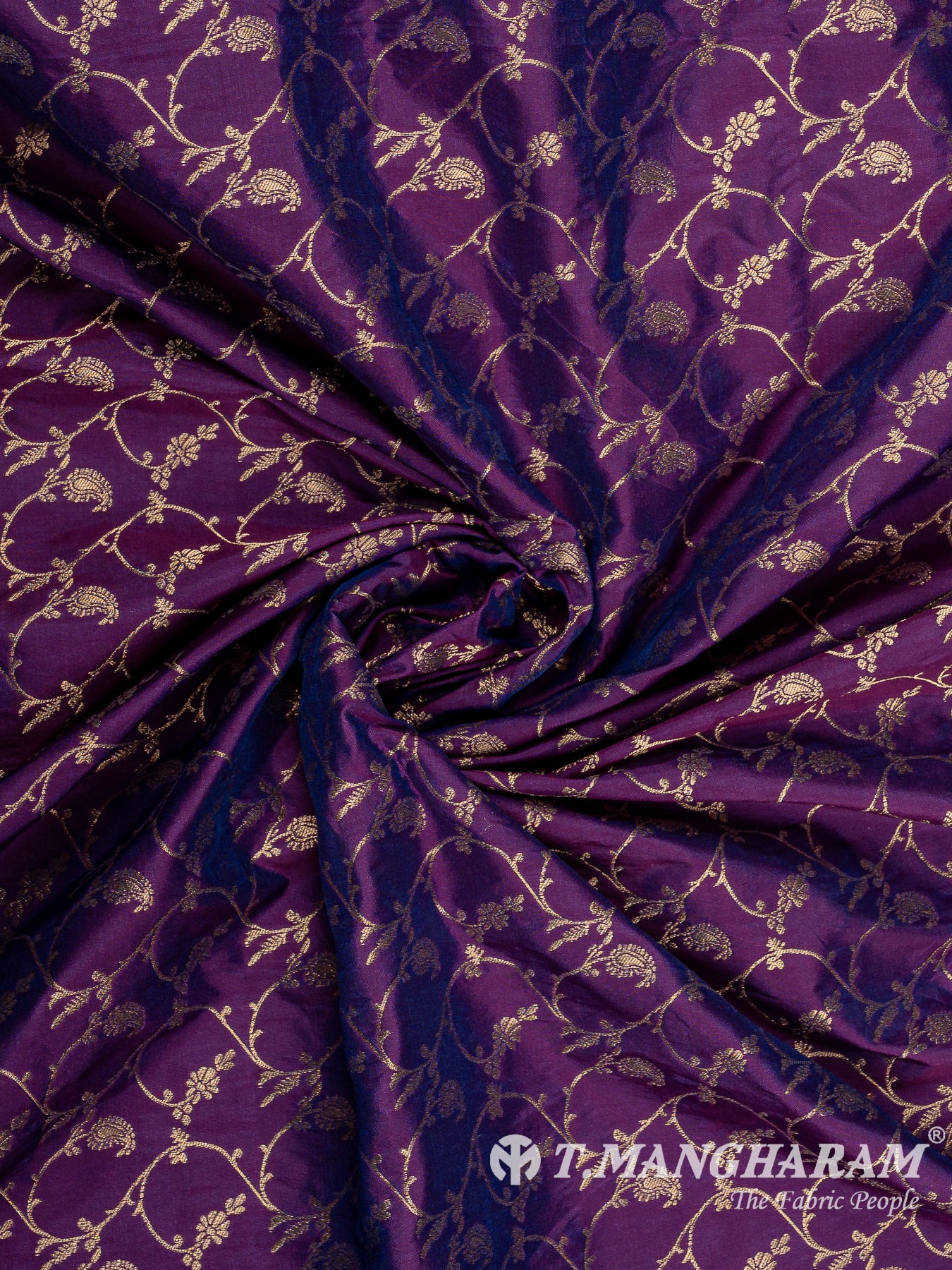 Purple Semi Banaras Fabric - EC12941