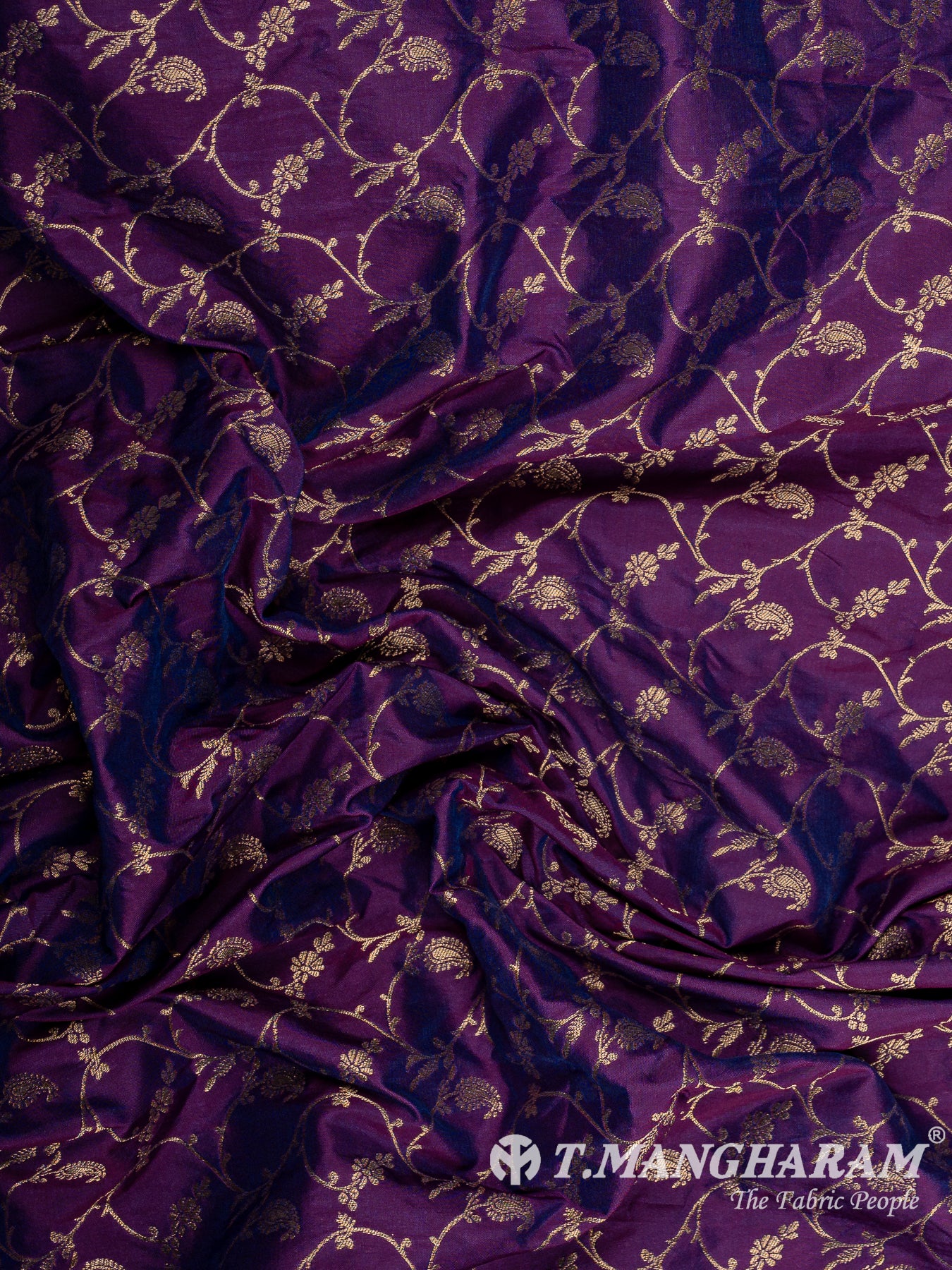 Purple Semi Banaras Fabric - EC12941