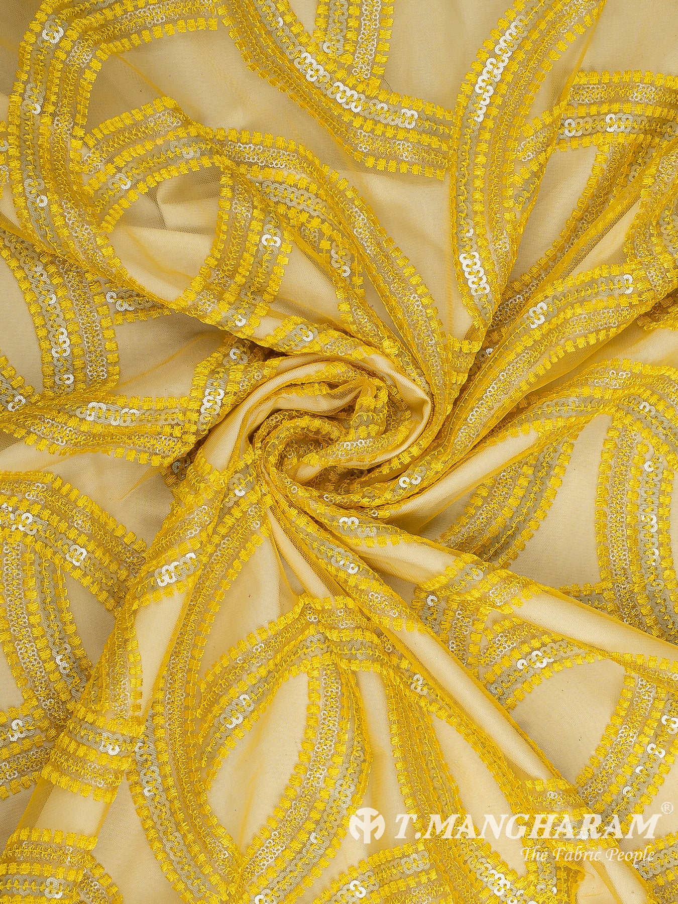 Yellow Fancy Net Fabric - EC12842