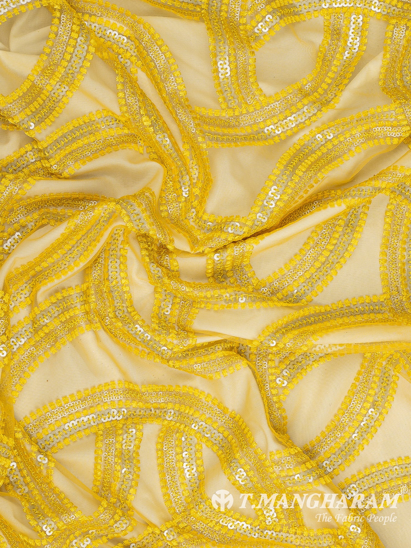 Yellow Fancy Net Fabric - EC12842