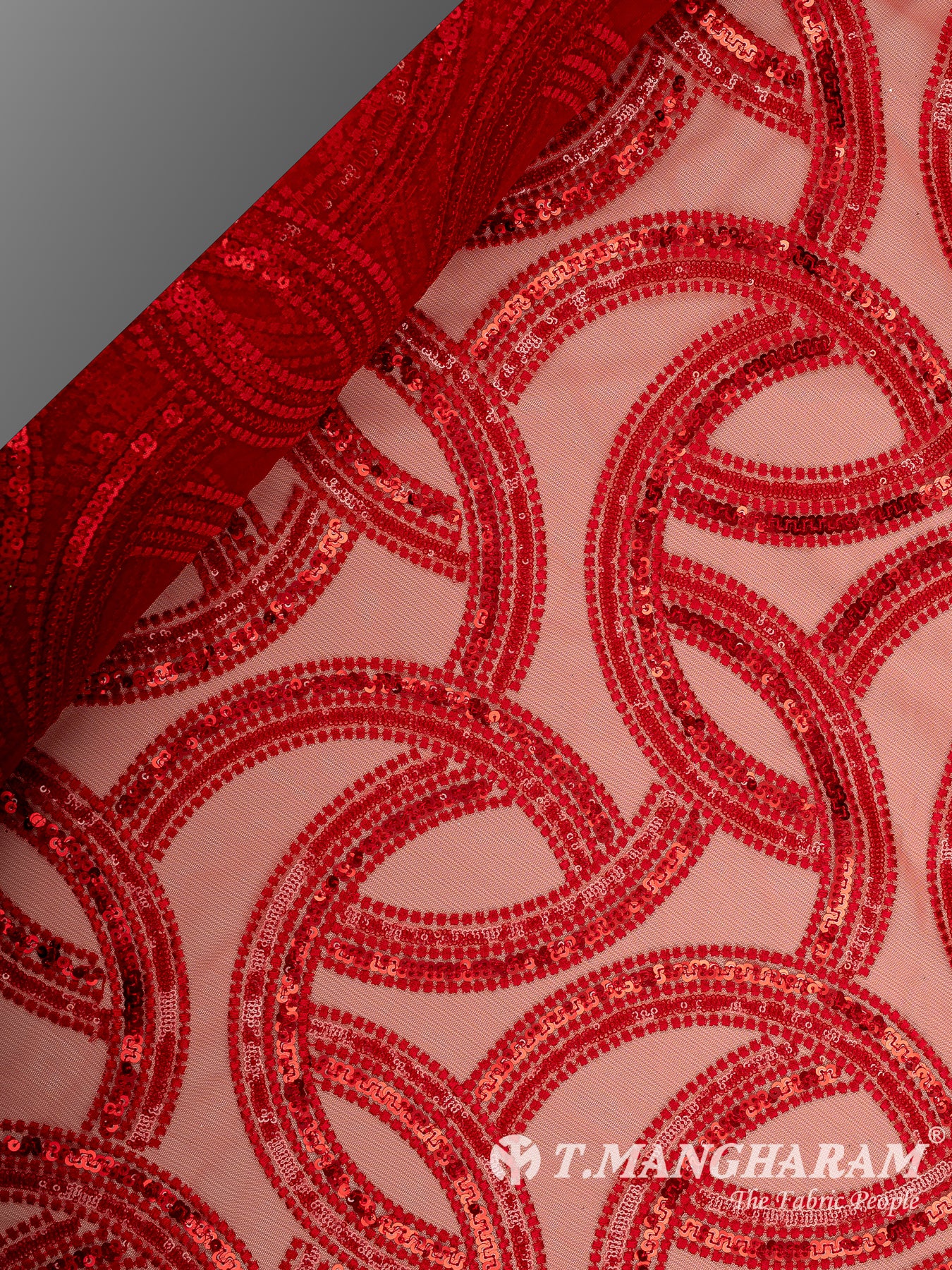 Red Fancy Net Fabric - EC12841