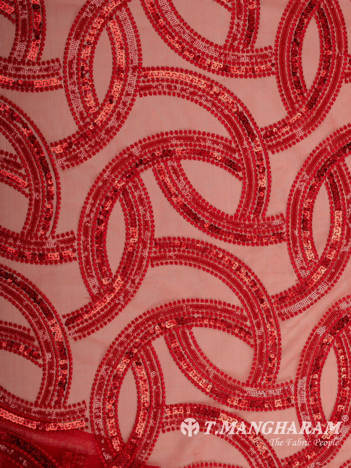 Red Fancy Net Fabric - EC12841